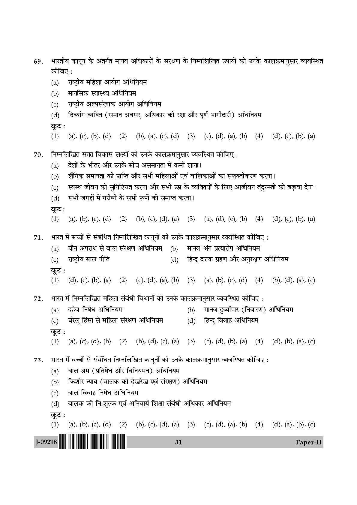 Human Rights and Duties Question Paper II July 2018 in Hindi 15