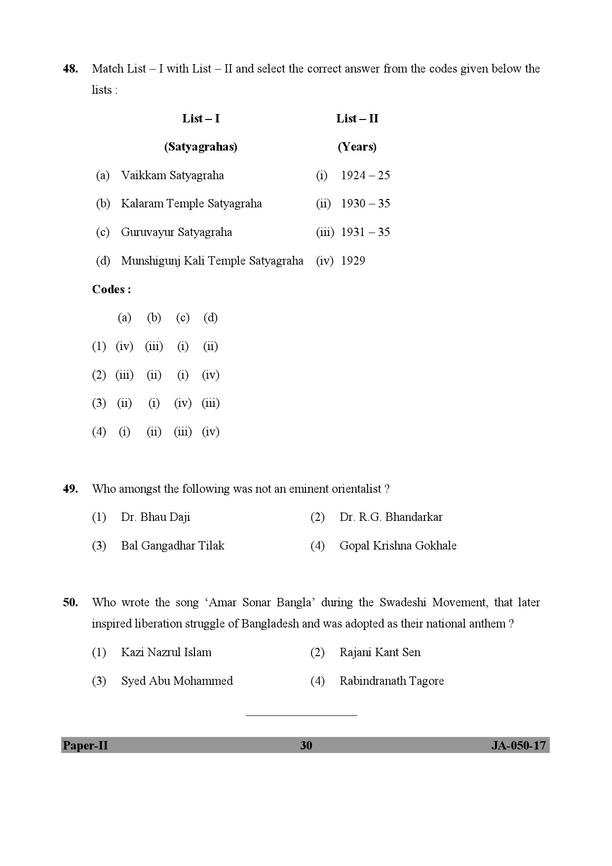 Indian Culture Paper II January 2017 in English 16