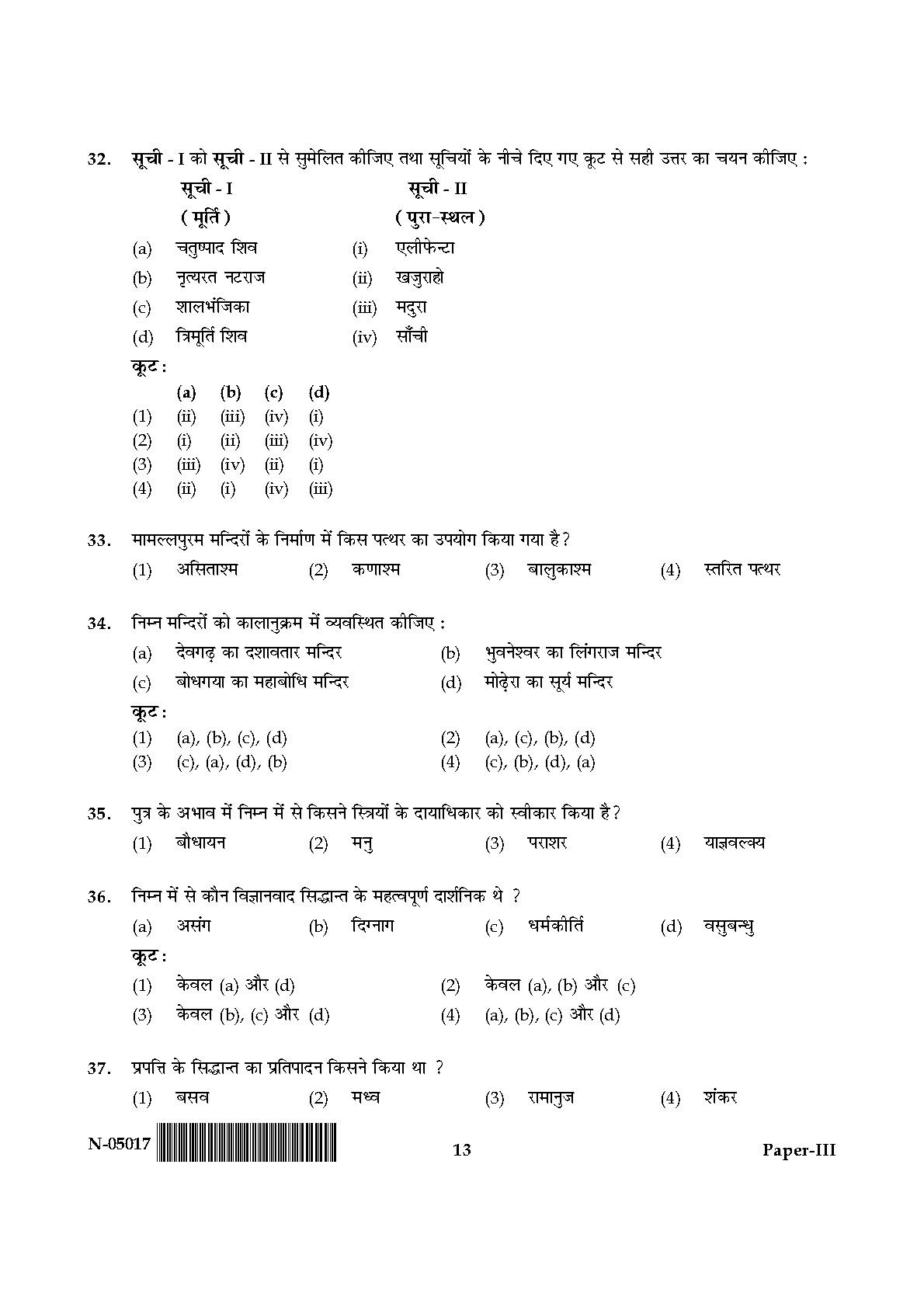 Indian Culture Paper III November 2017 in Hindi 6