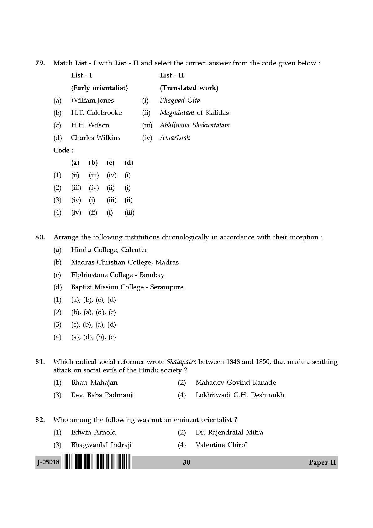 Indian Culture Question Paper II July 2018 in English 16