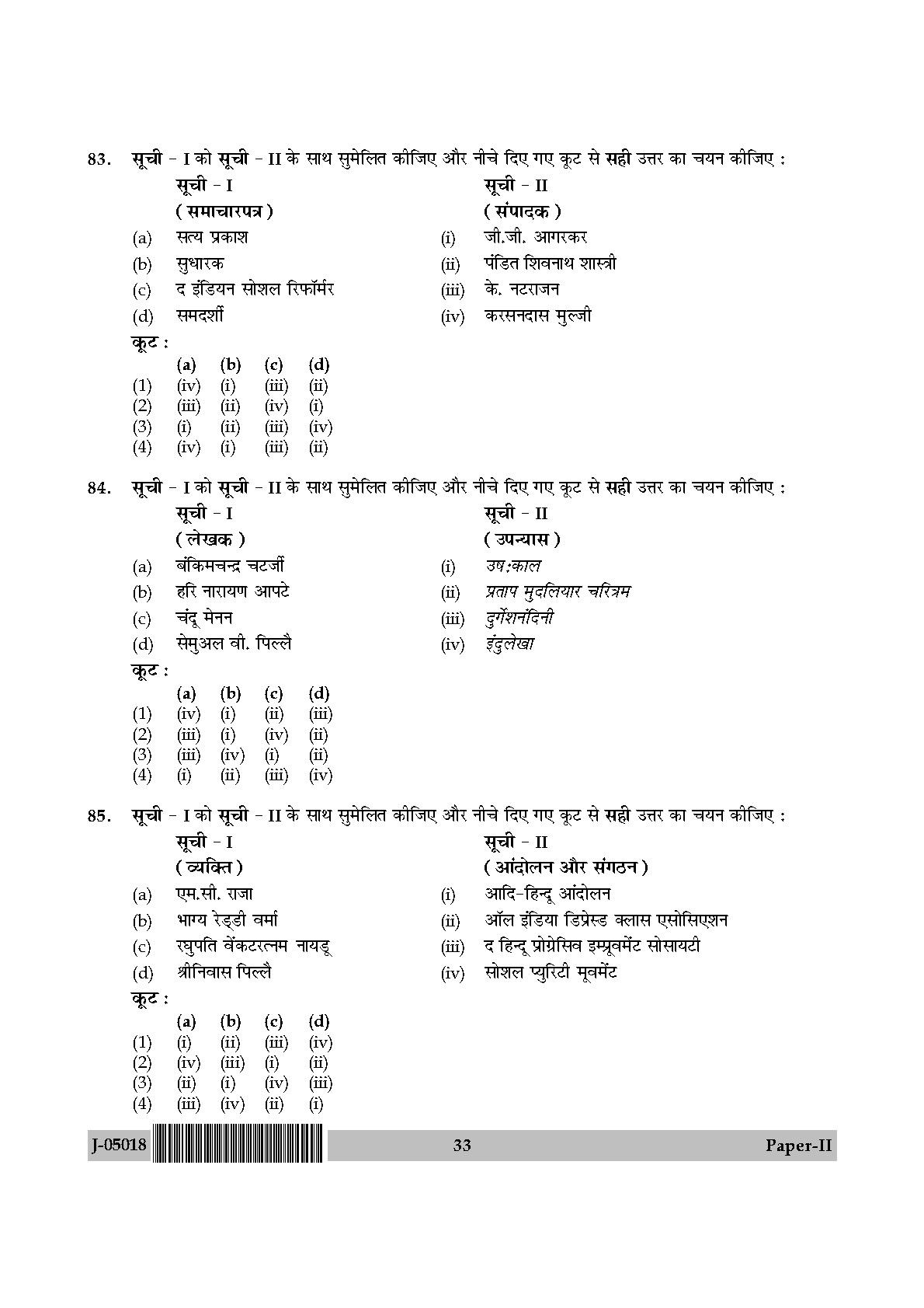 Indian Culture Question Paper II July 2018 in Hindi 16