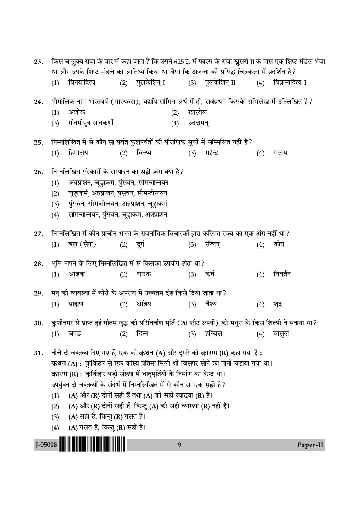 Indian Culture Question Paper II July 2018 in Hindi 4