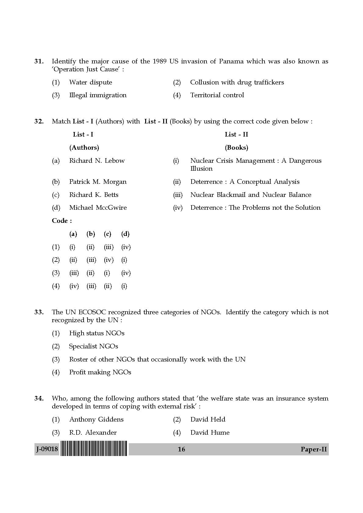 International and Area Studies Paper II July 2018 in English 9