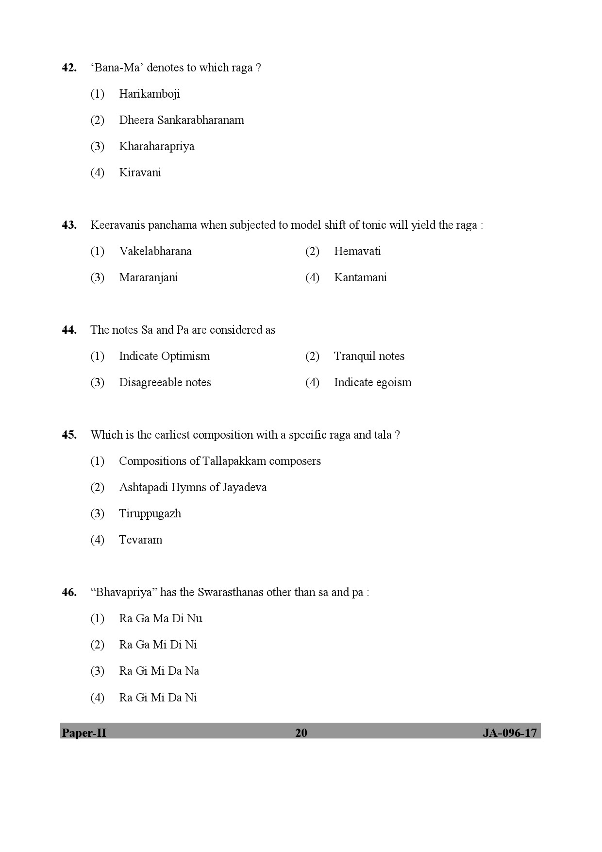 Karnatik Music Paper II January 2017 in English 11