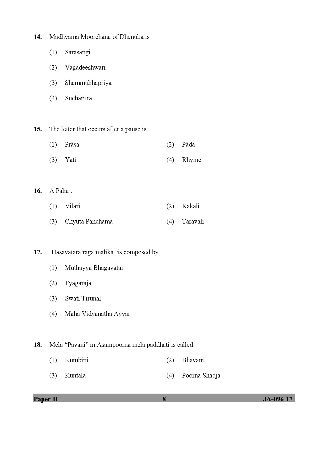 Karnatik Music Paper II January 2017 in English 5