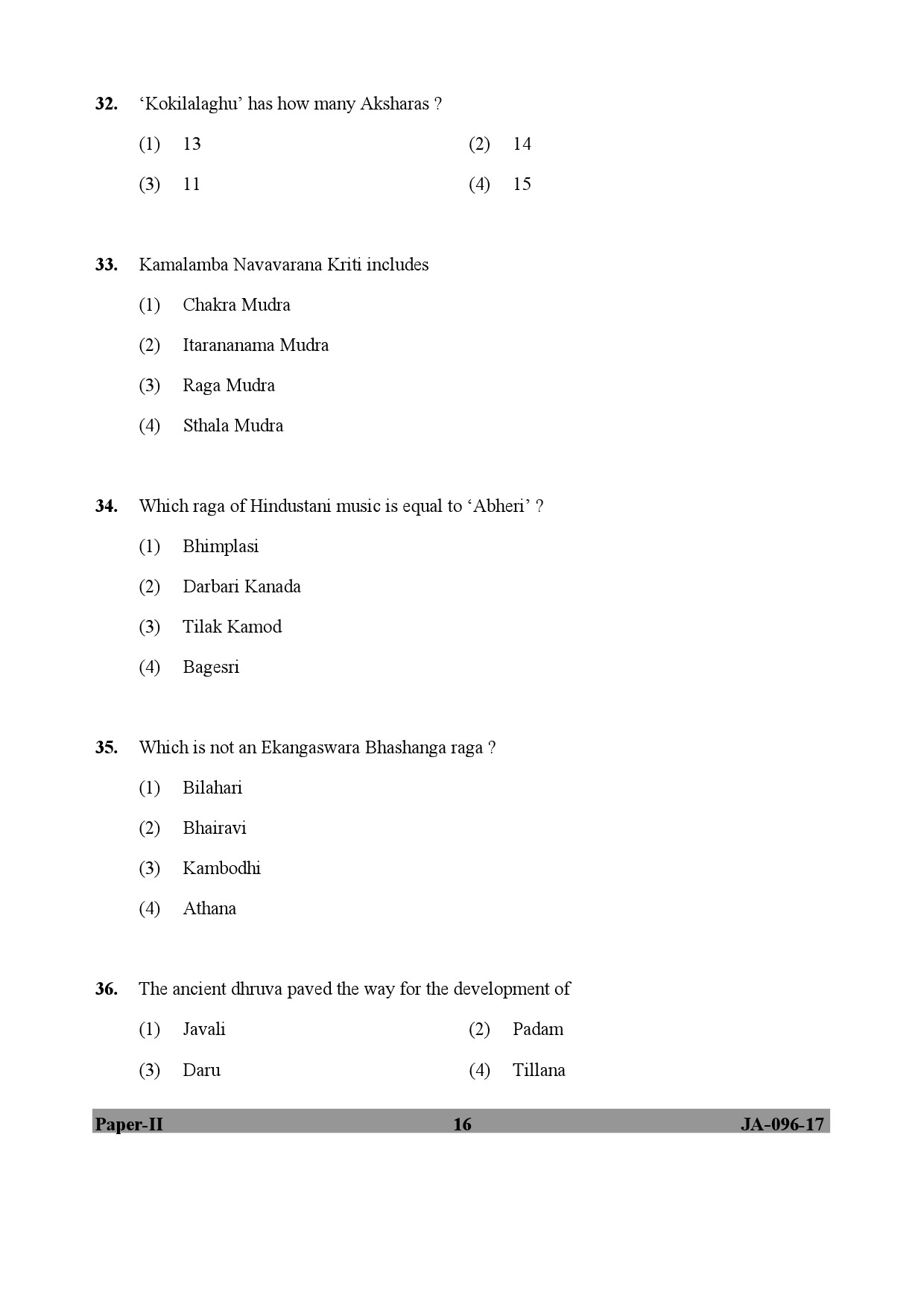 Karnatik Music Paper II January 2017 in English 9