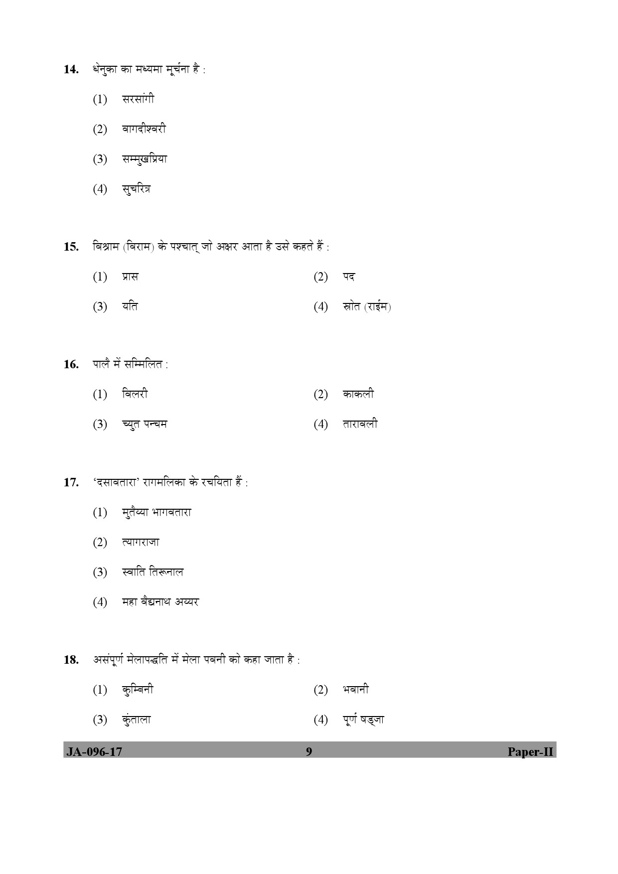 Karnatik Music Paper II January 2017 in Hindi 4