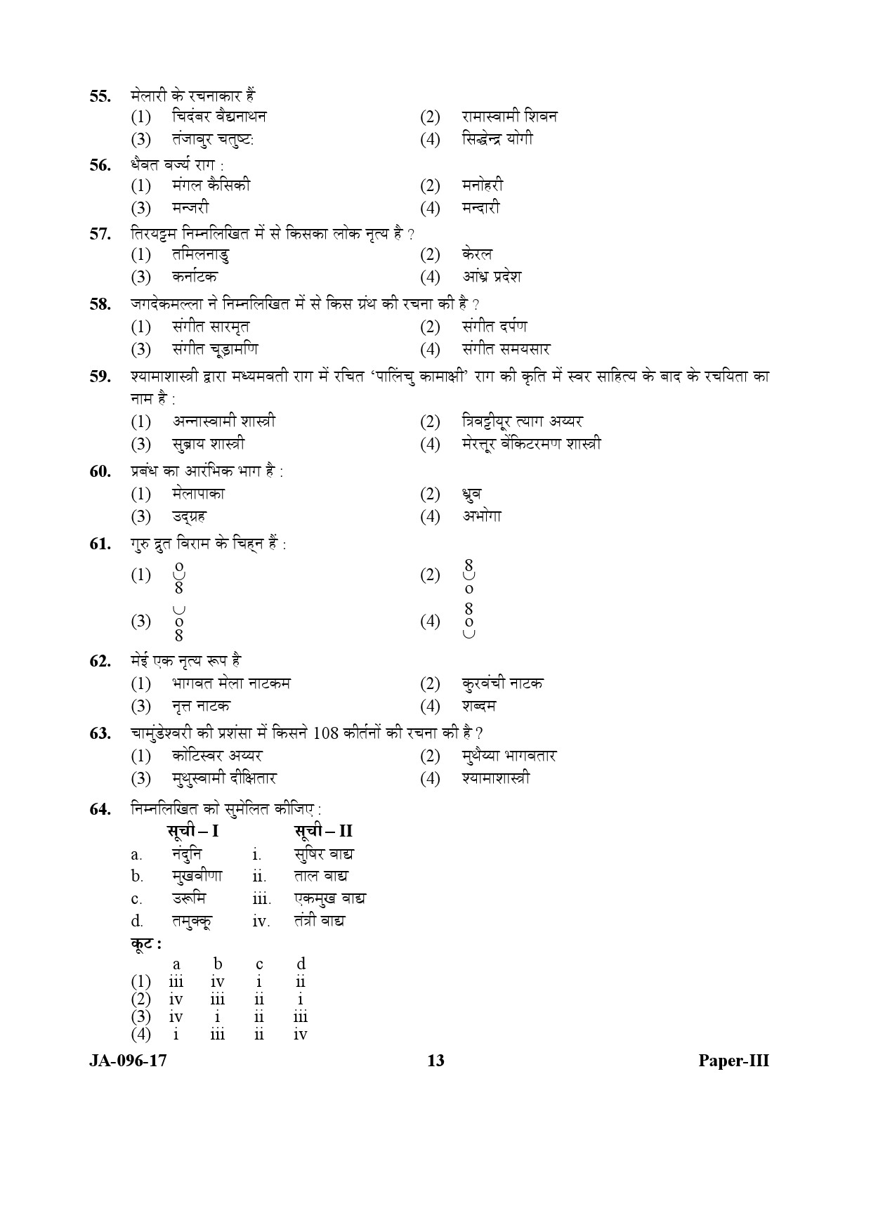 Karnatik Music Paper III January 2017 in Hindi 6