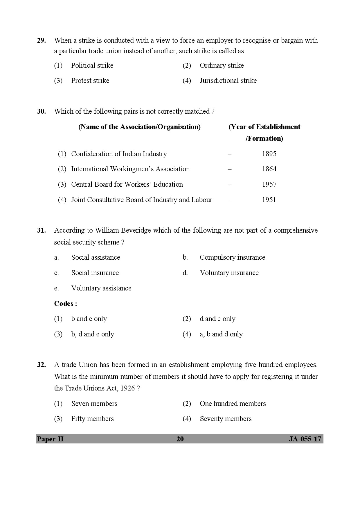 Labour Welfare Paper II January 2017 in English 11