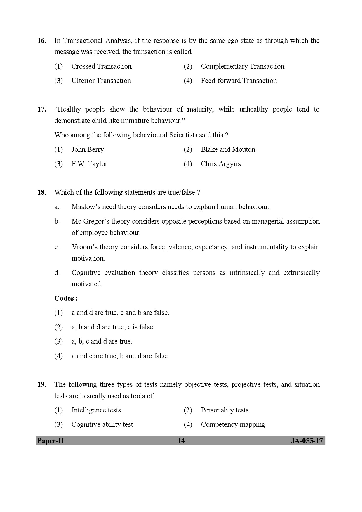 Labour Welfare Paper II January 2017 in English 8