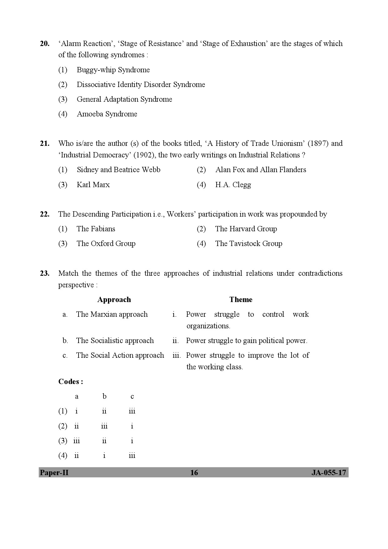 Labour Welfare Paper II January 2017 in English 9