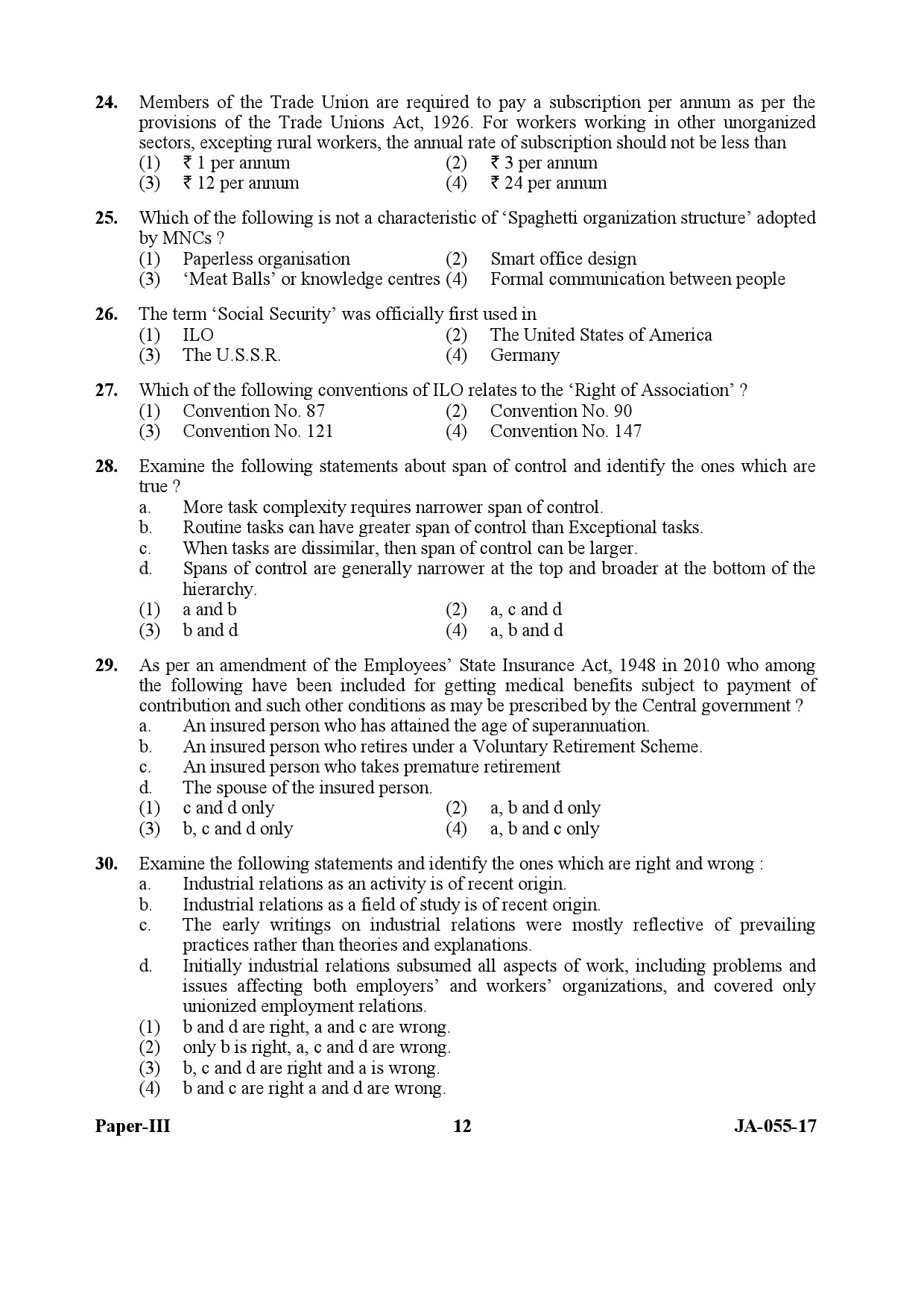 Labour Welfare Paper III January 2017 in English 7