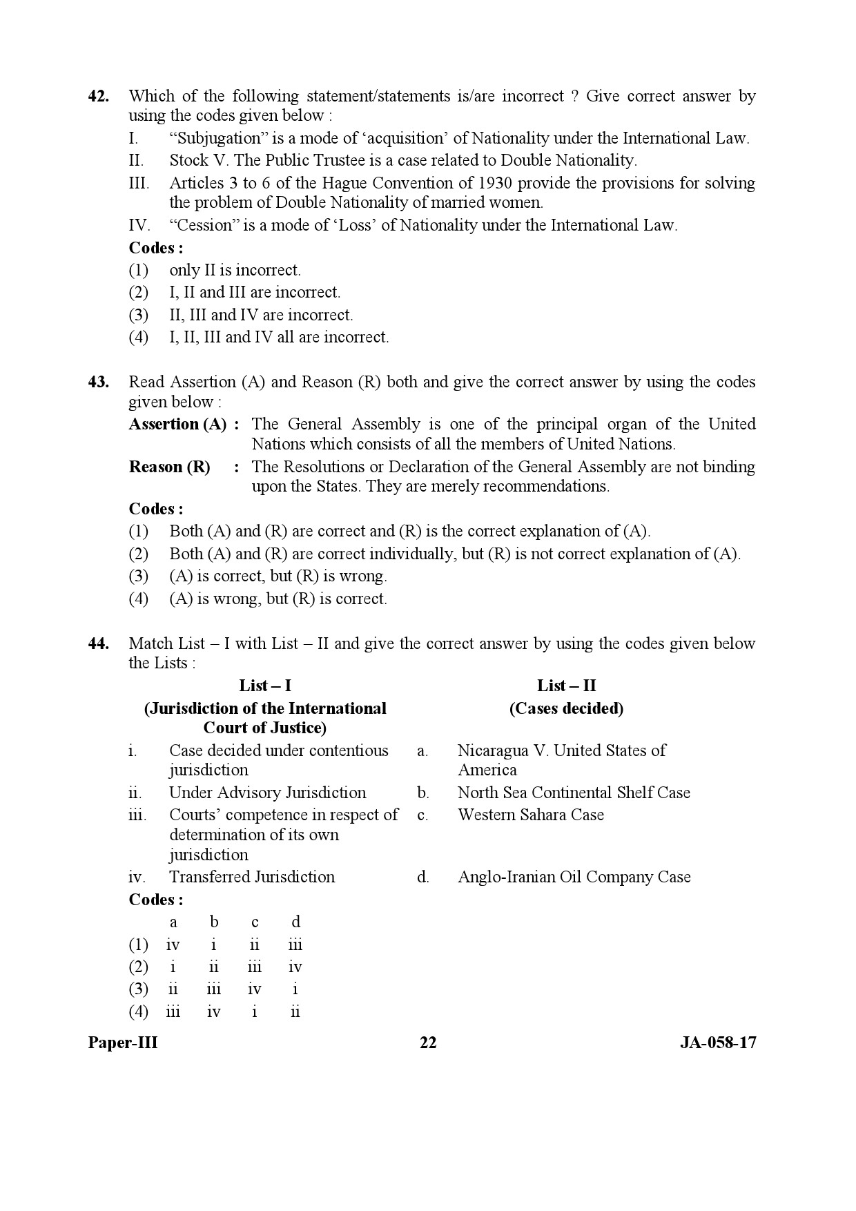 Law Paper III January 2017 in English 12