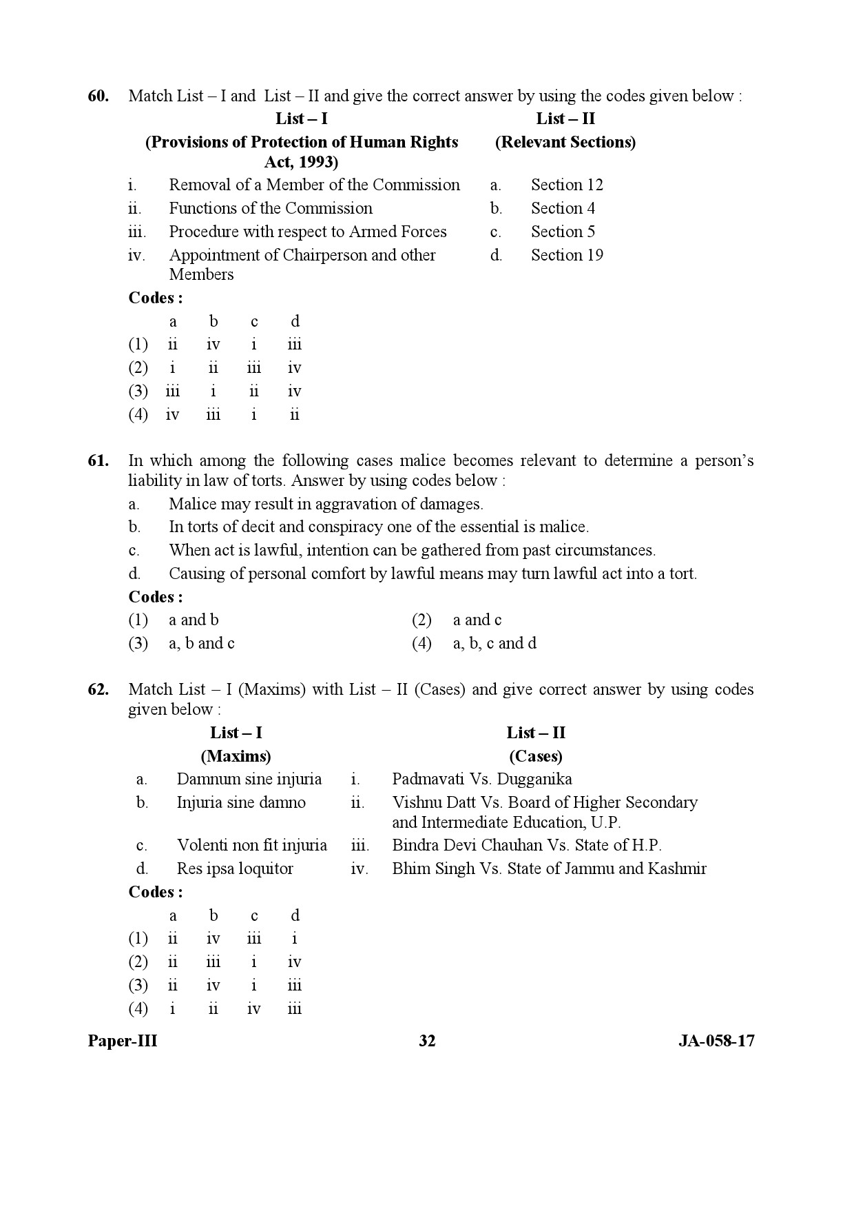 Law Paper III January 2017 in English 17