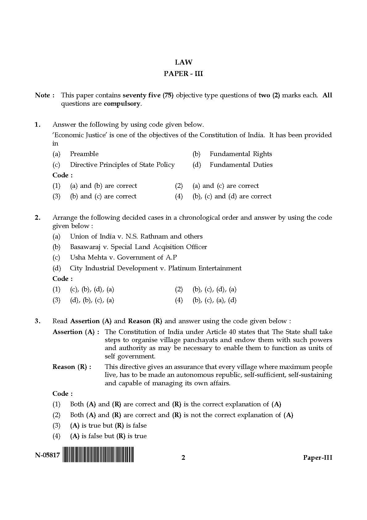 Law Paper III November 2017 in English 2