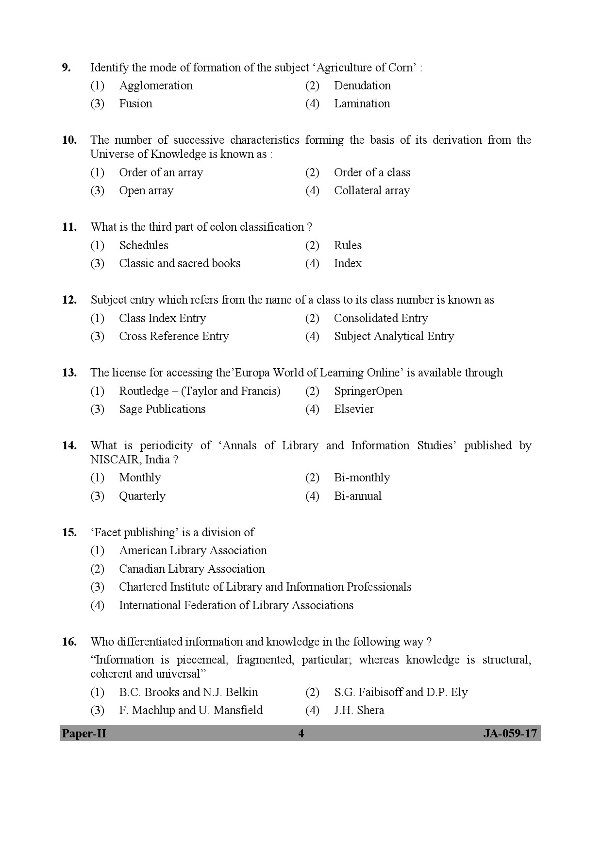 Library and Information Science Paper II January 2017 in English 3