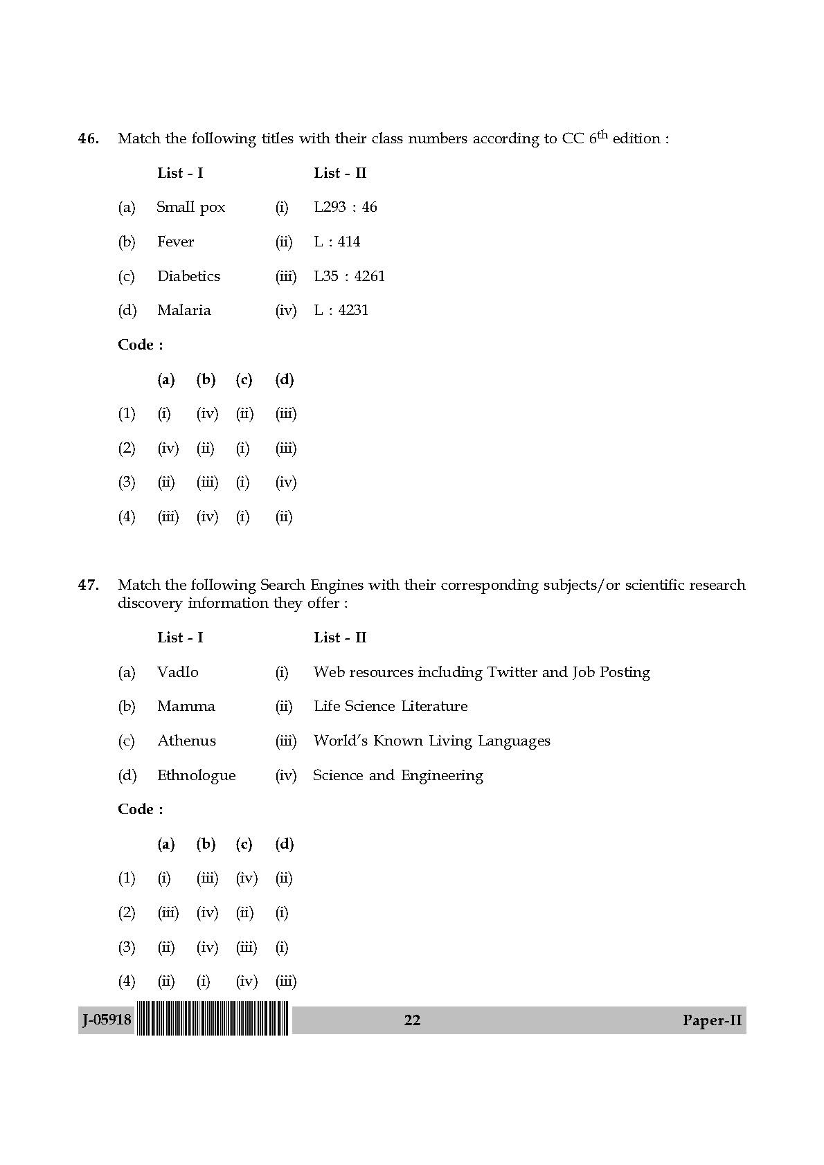 Library and Information Science Paper II July 2018 in ...