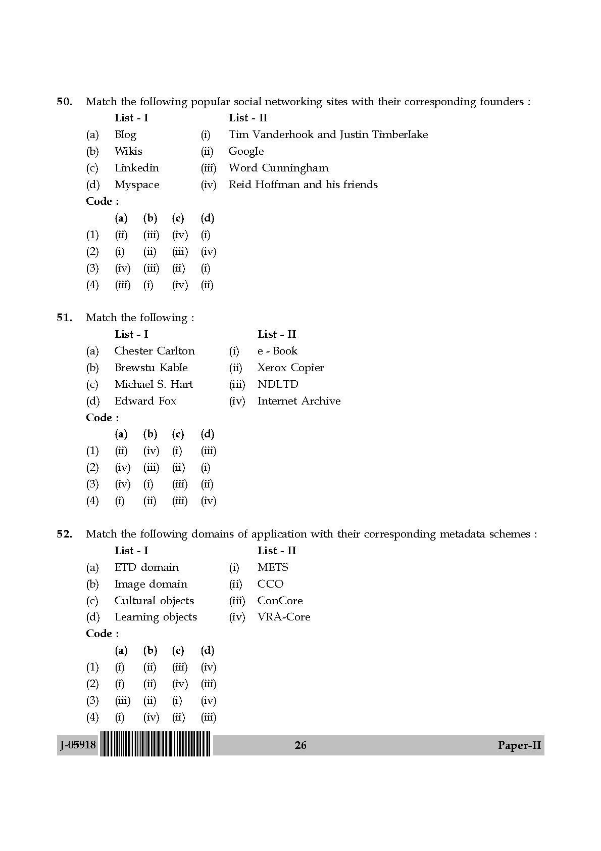 Library and Information Science Paper II July 2018 in English 14