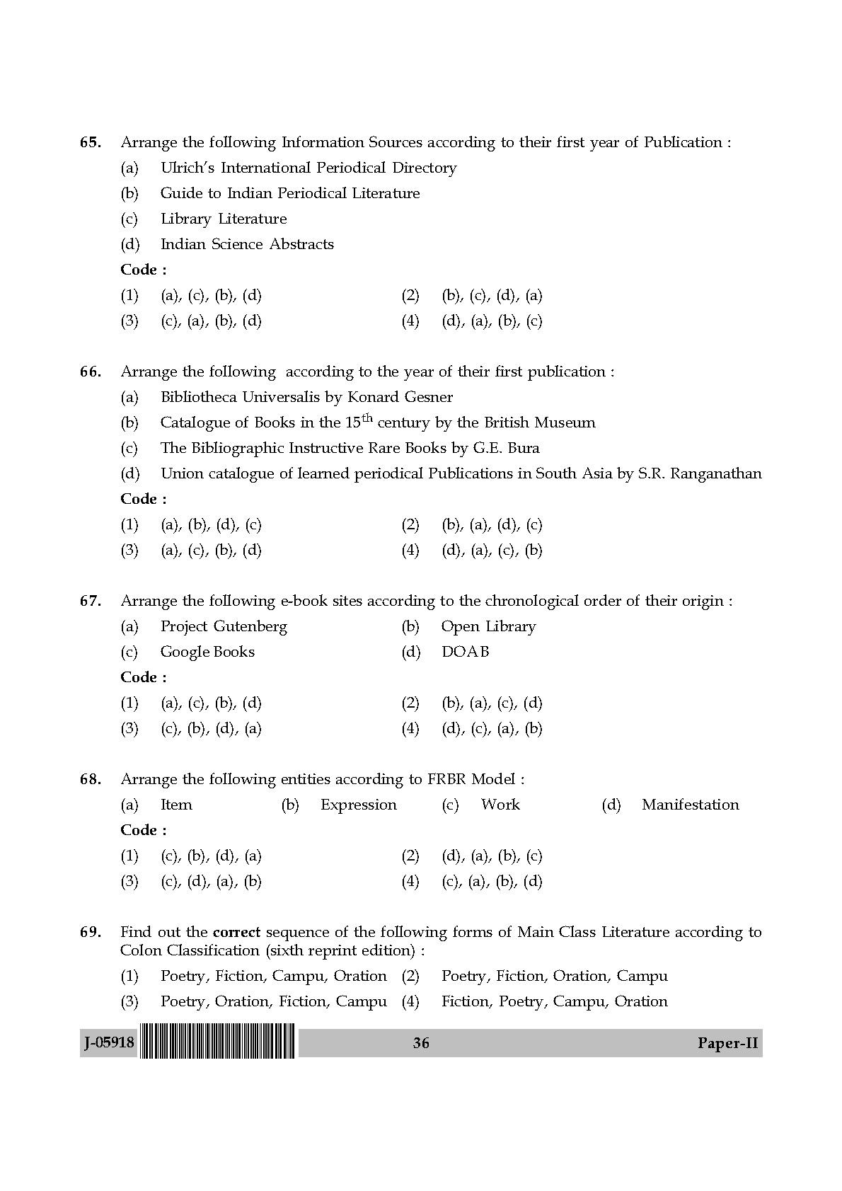 Library and Information Science Paper II July 2018 in English 19