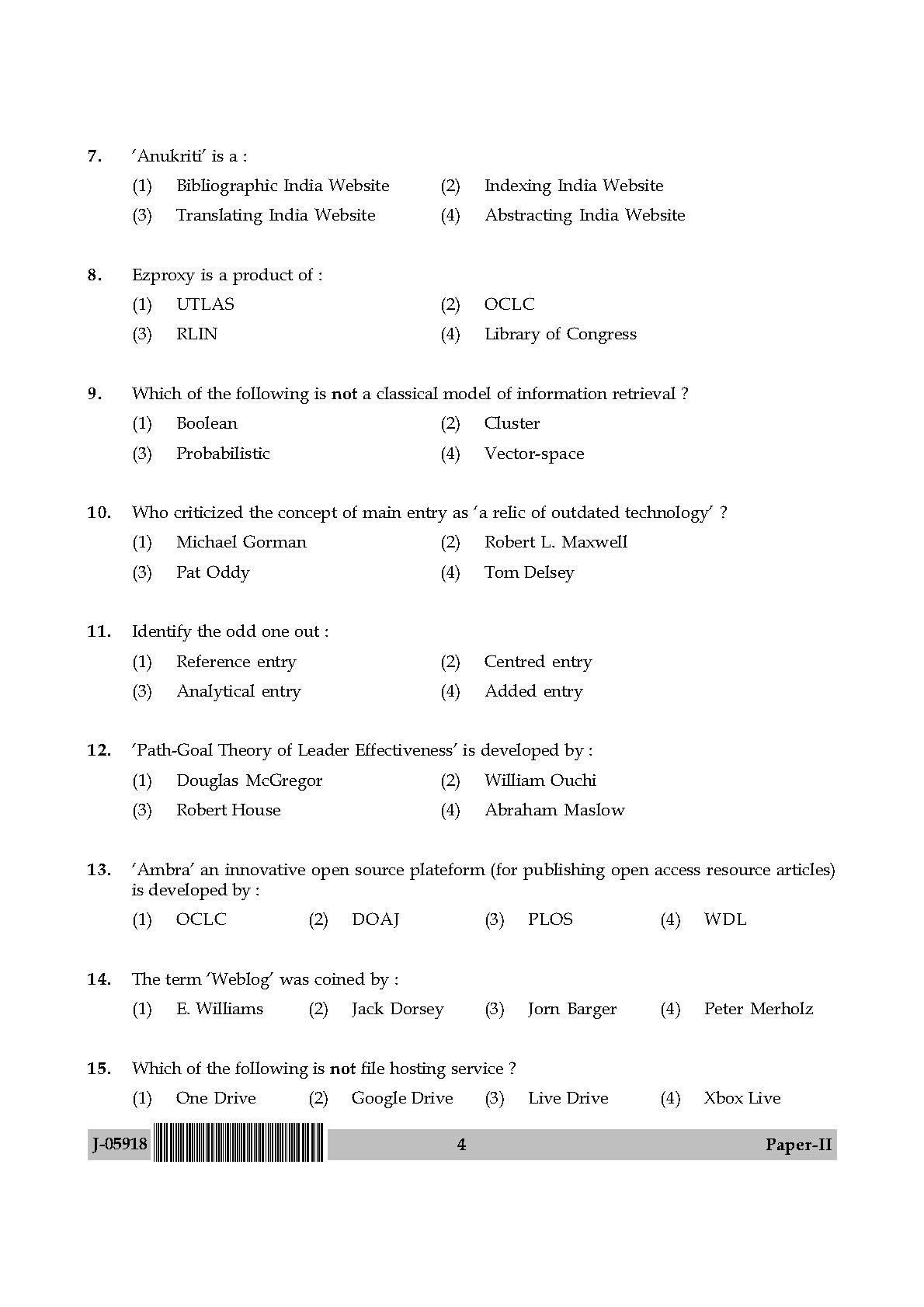 Library and Information Science Paper II July 2018 in English 3