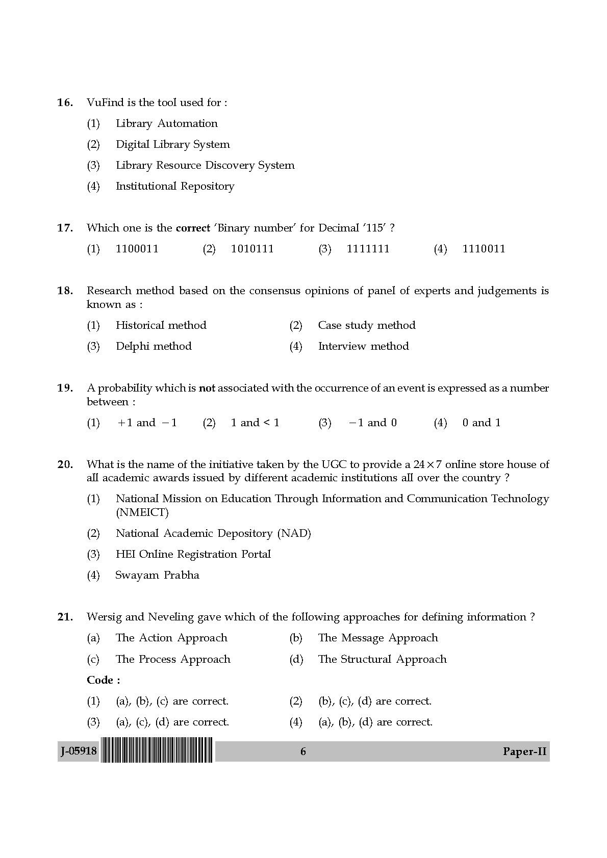 Library and Information Science Paper II July 2018 in English 4