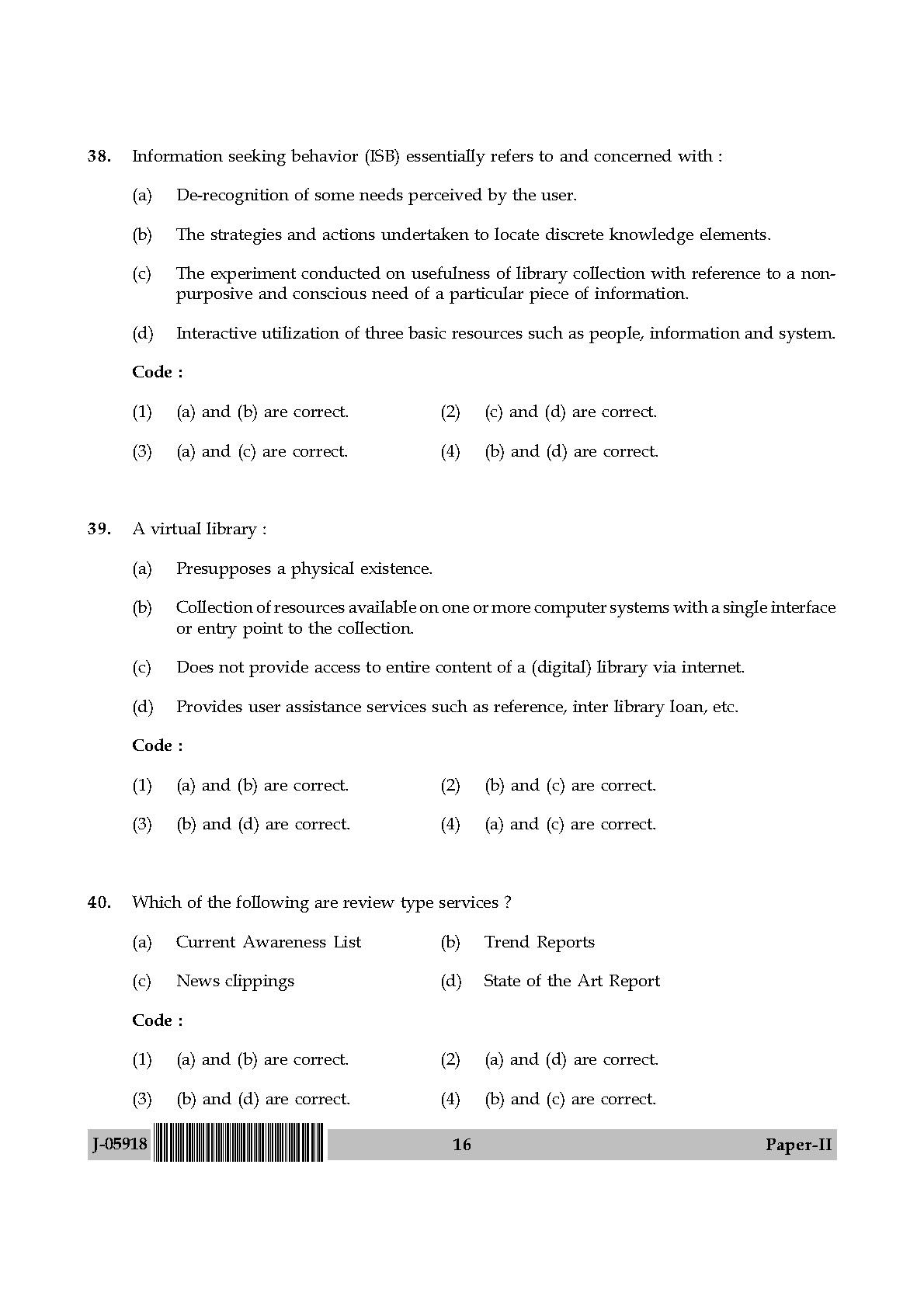 Library and Information Science Paper II July 2018 in English 9