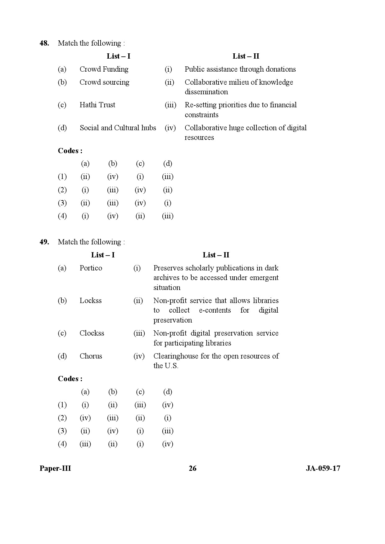 Library and Information Science Paper III January 2017 in English 14