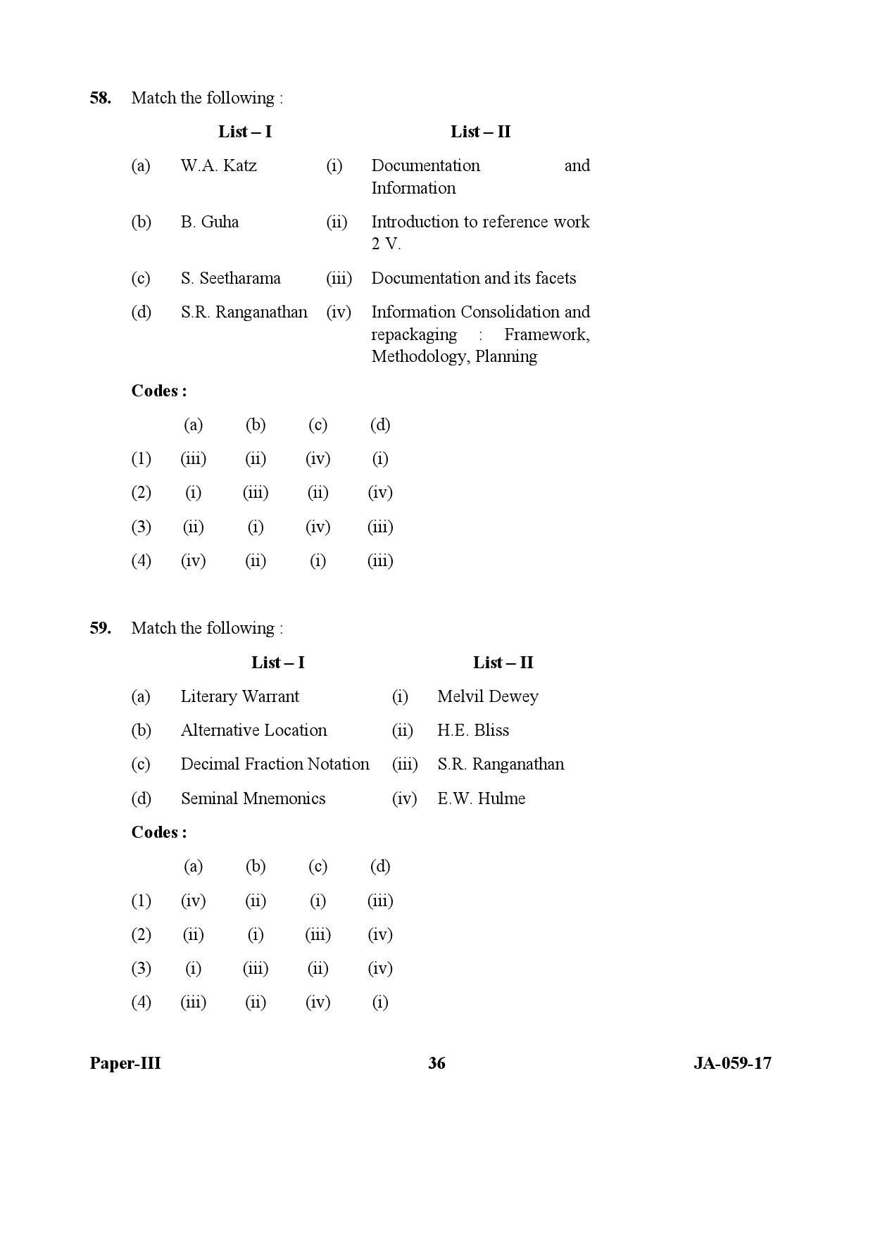 Library and Information Science Paper III January 2017 in English 19