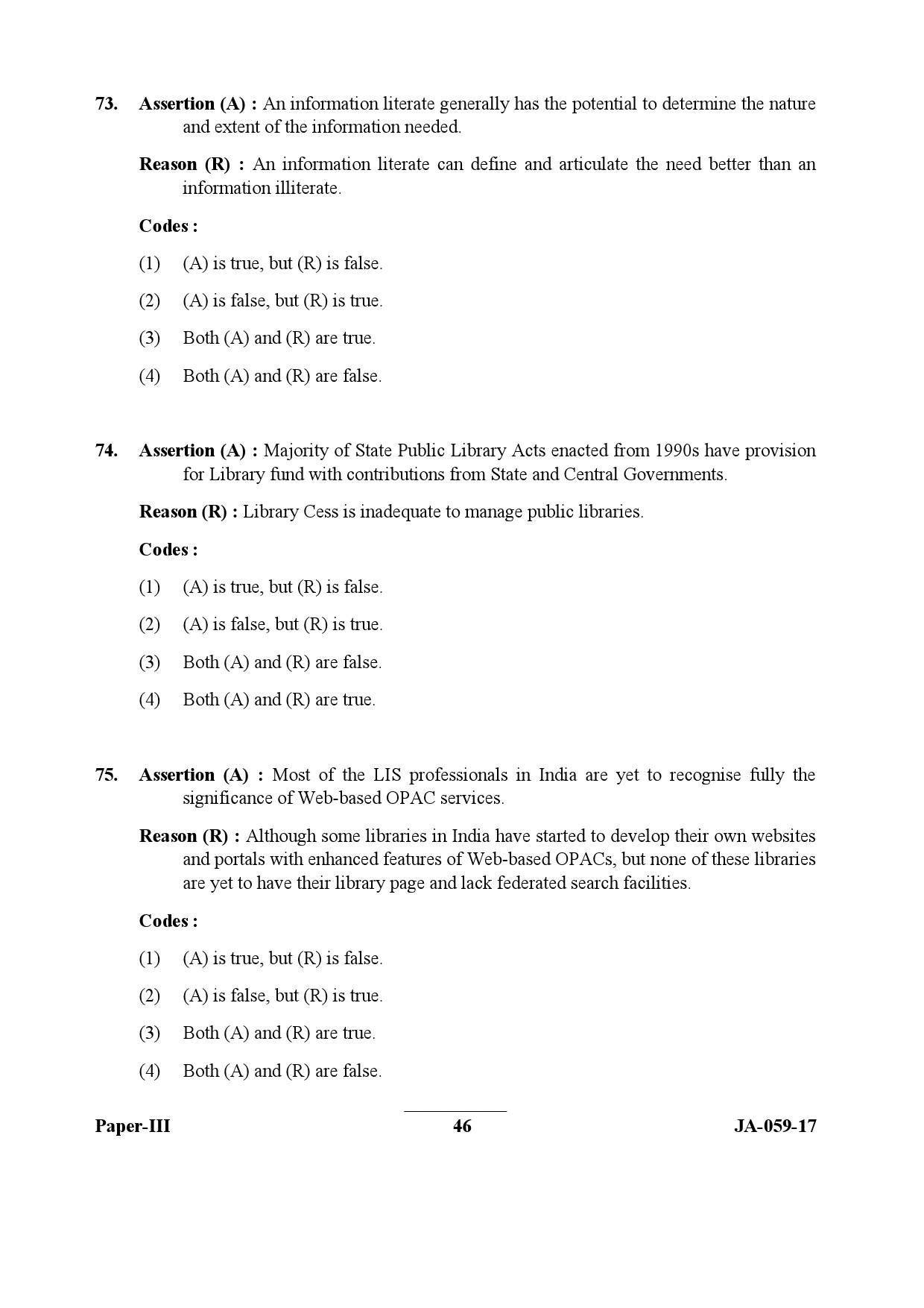 Library and Information Science Paper III January 2017 in English 24