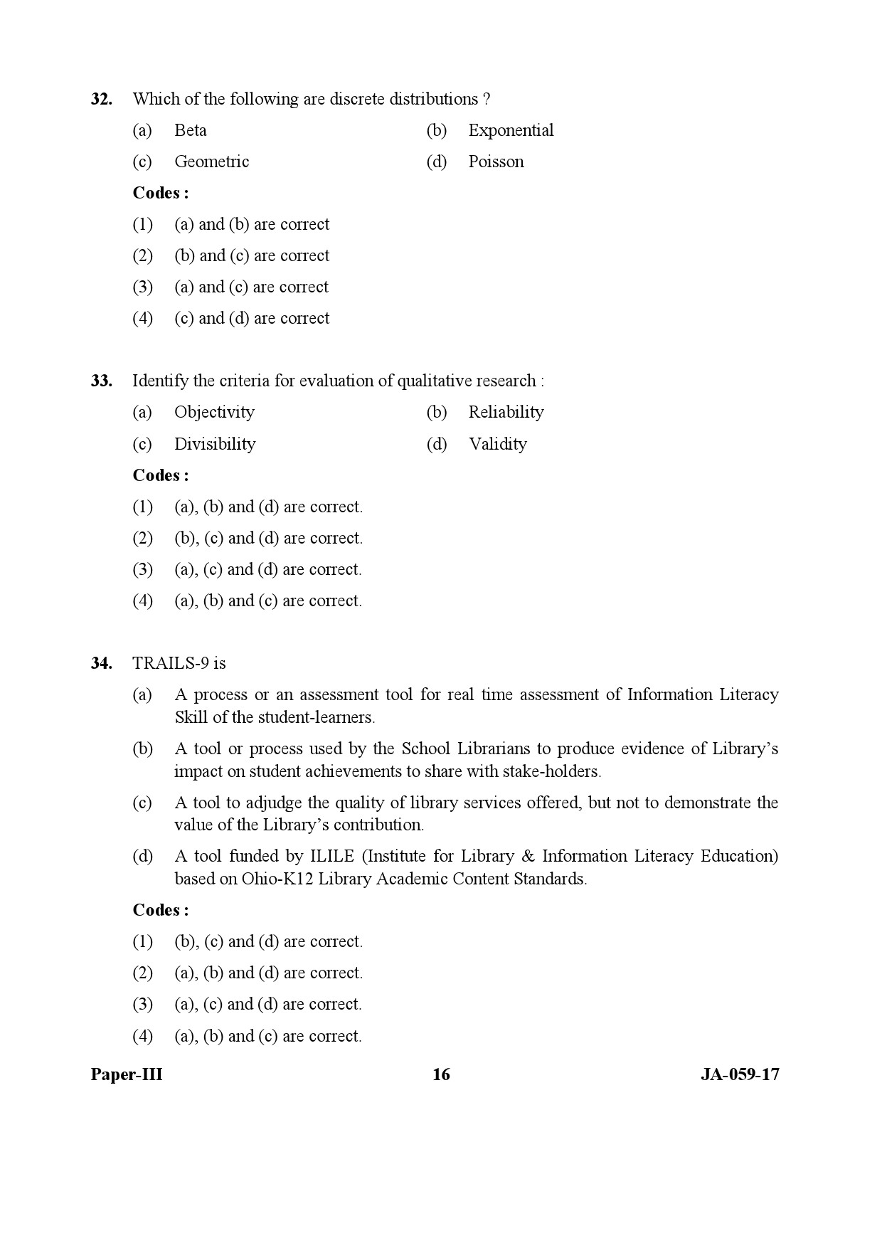 Library and Information Science Paper III January 2017 in English 9