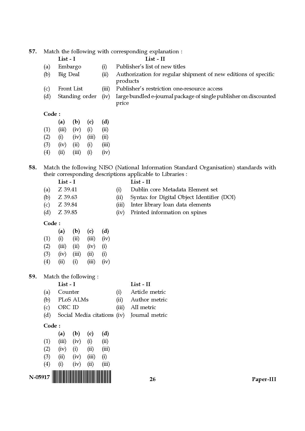 Library and Information Science Paper III November 2017 in English 14