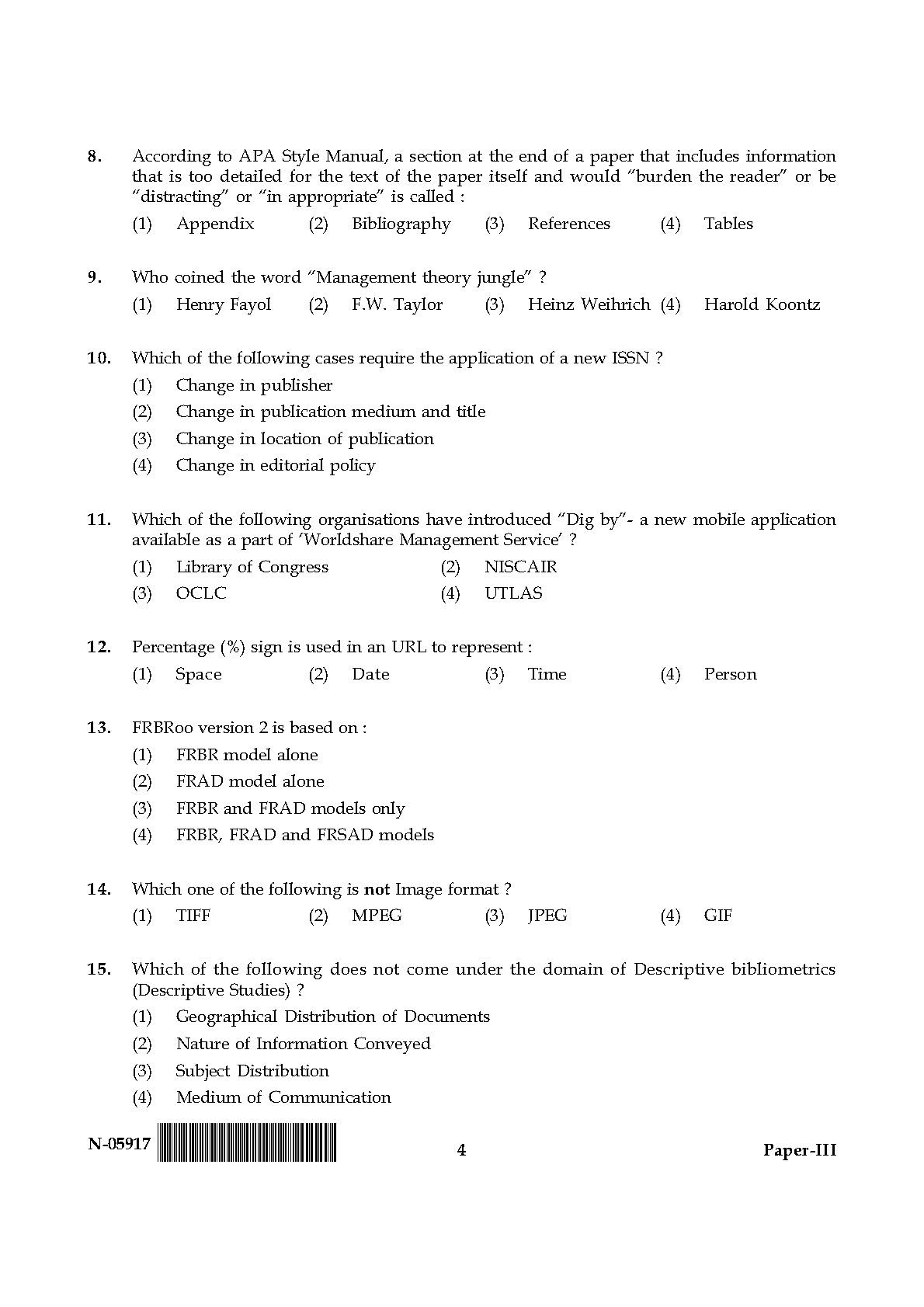 Library and Information Science Paper III November 2017 in English 3