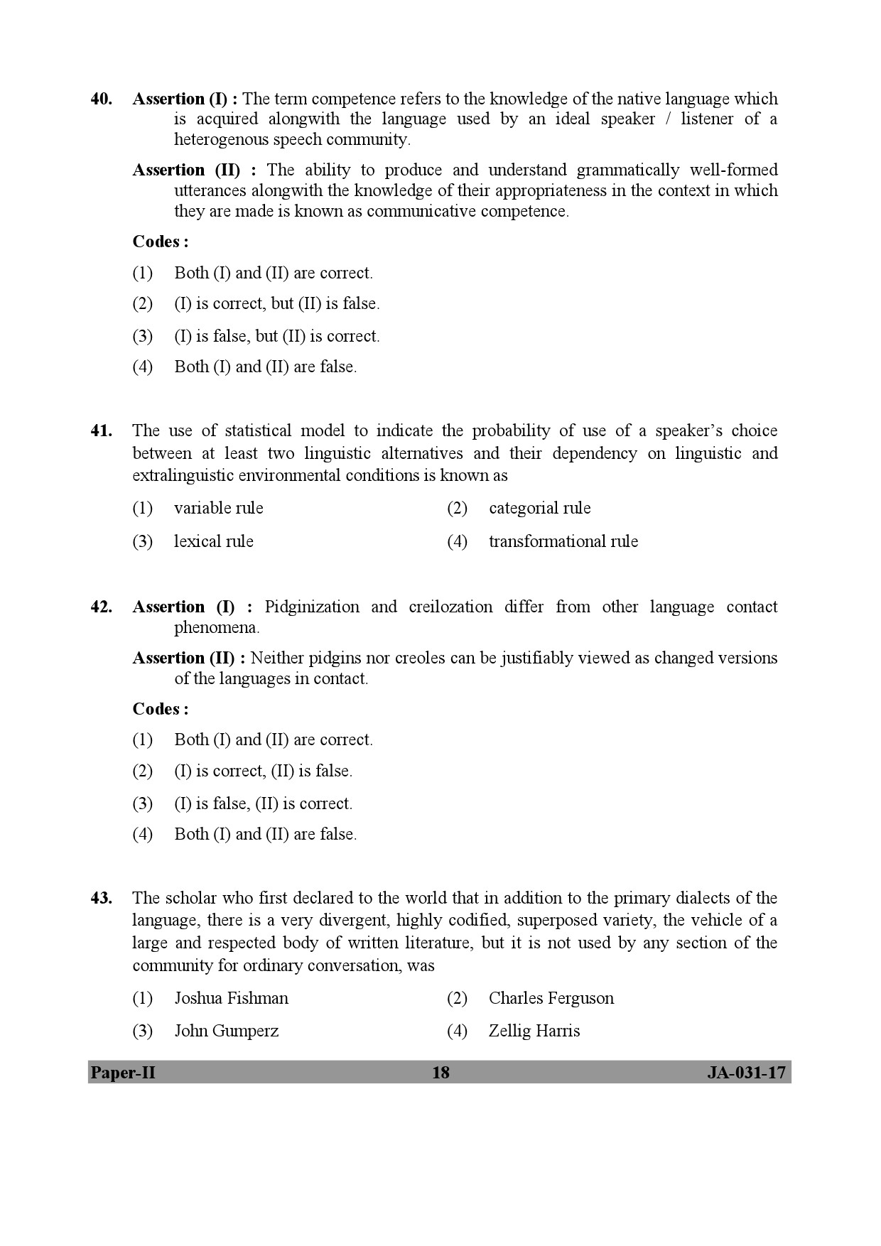 Linguistics Paper II January 2017 in English-UGC NET Previous Question ...