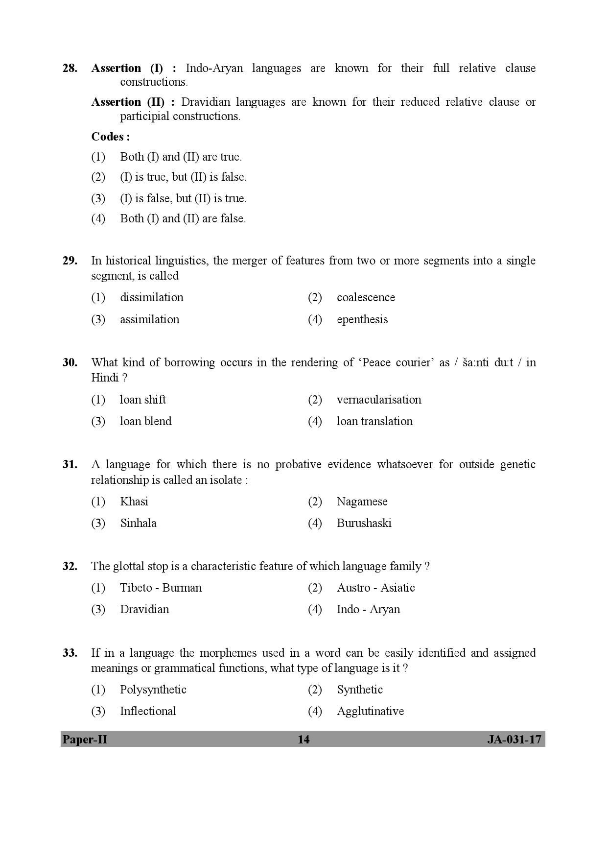 Linguistics Paper II January 2017 in English 8