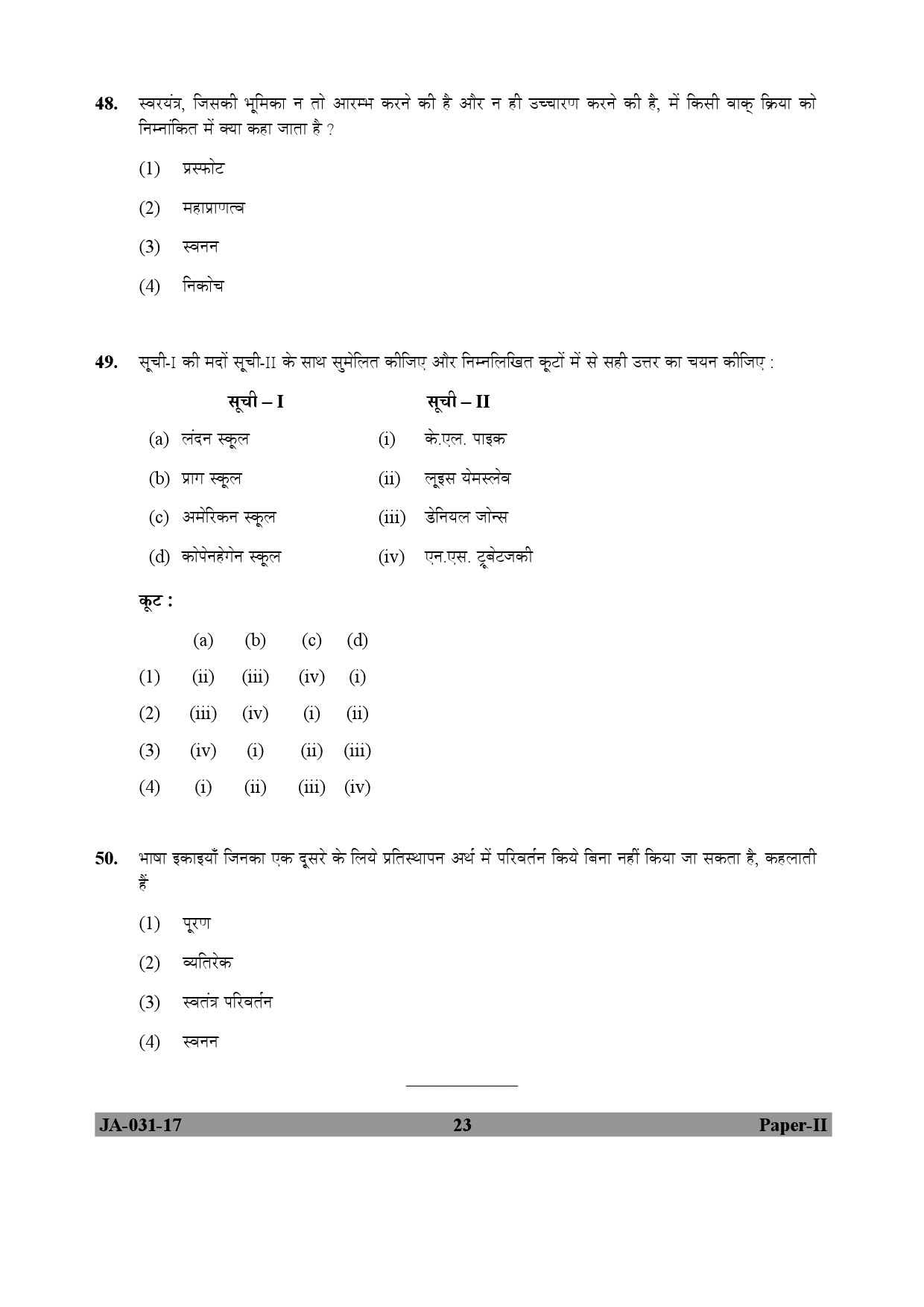 Linguistics Paper II January 2017 in Hindi 11