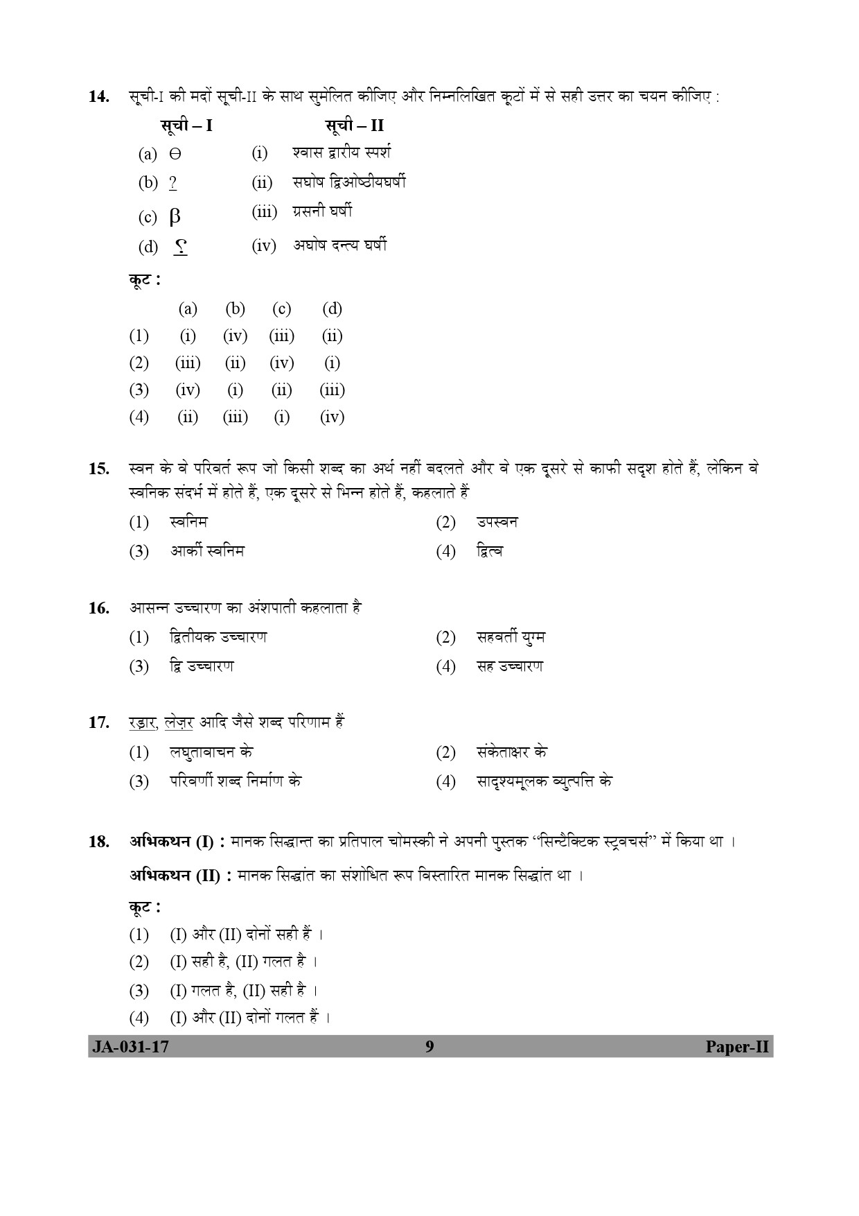 Linguistics Paper II January 2017 in Hindi 4