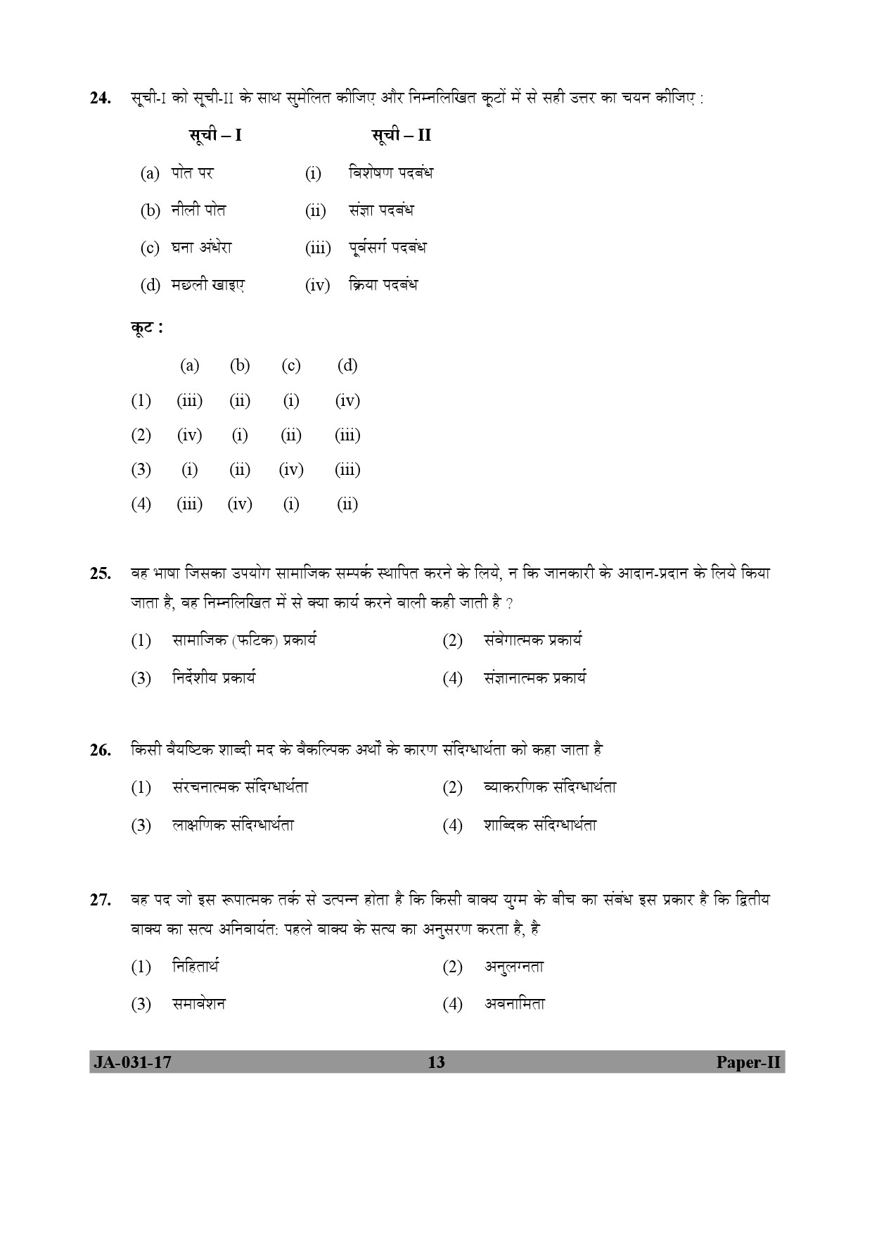 Linguistics Paper II January 2017 in Hindi 6