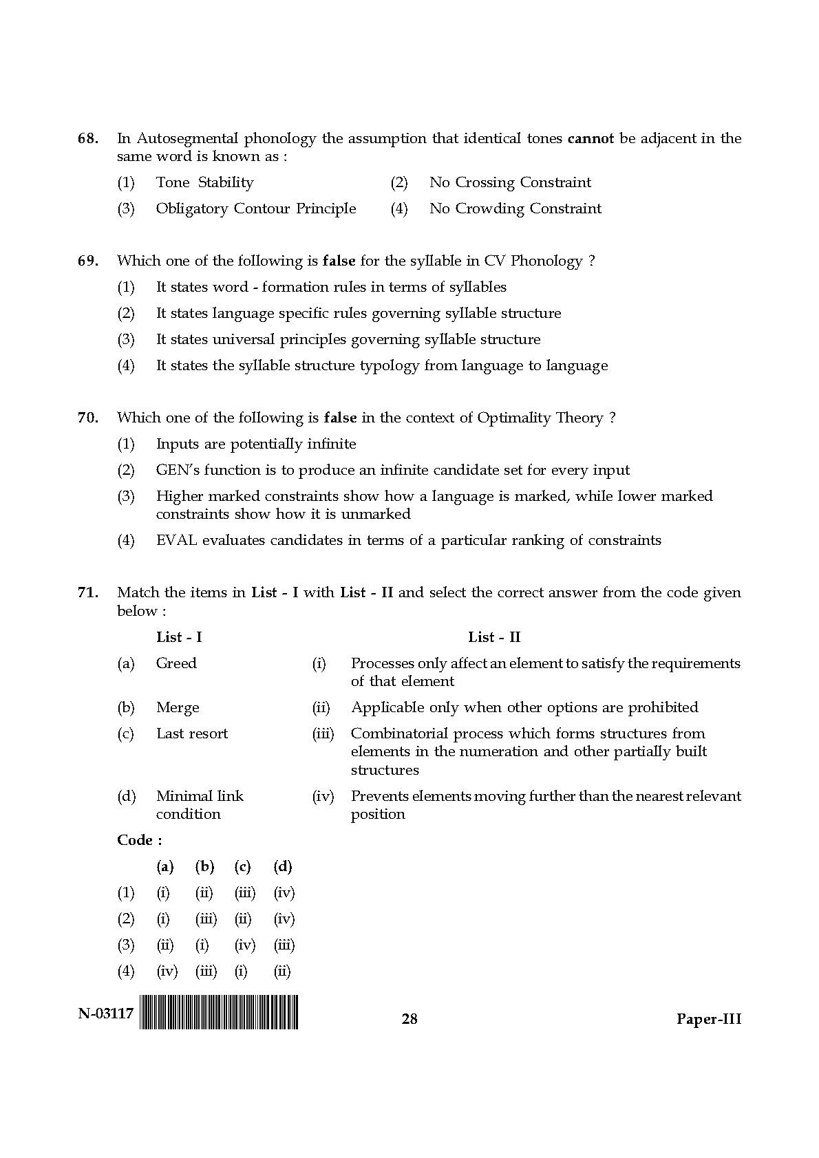 Linguistics Paper III November 2017 in English-UGC NET Previous ...