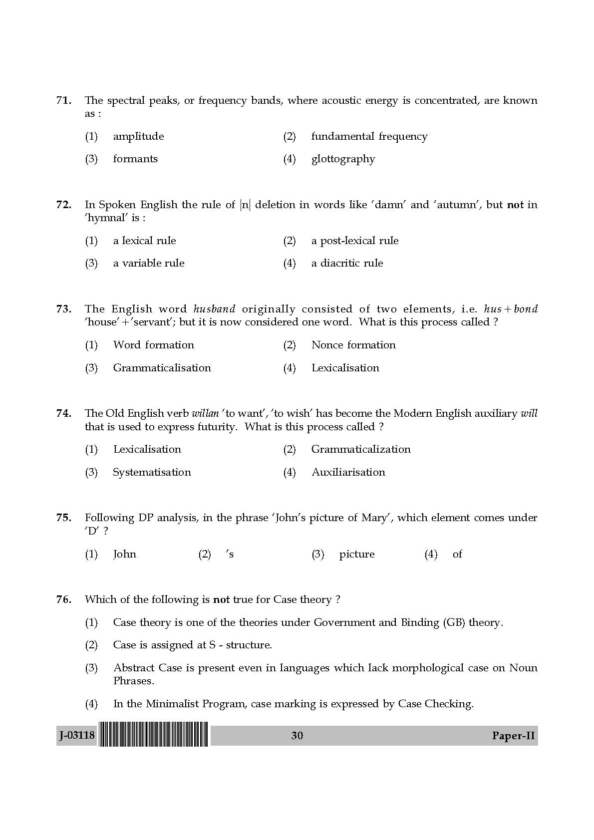 Linguistics Question Paper II July 2018 in English 16