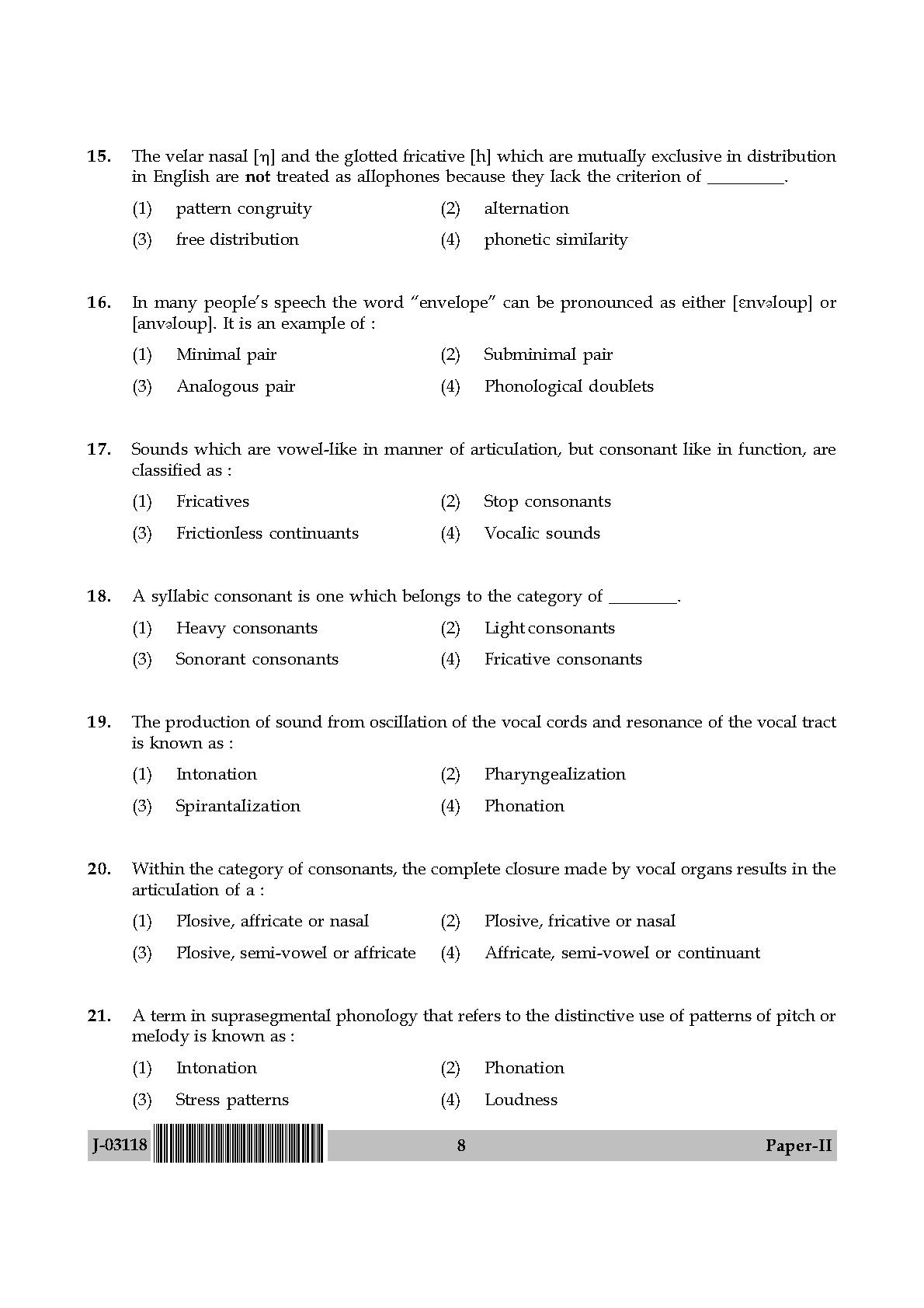 Linguistics Question Paper II July 2018 in English 5