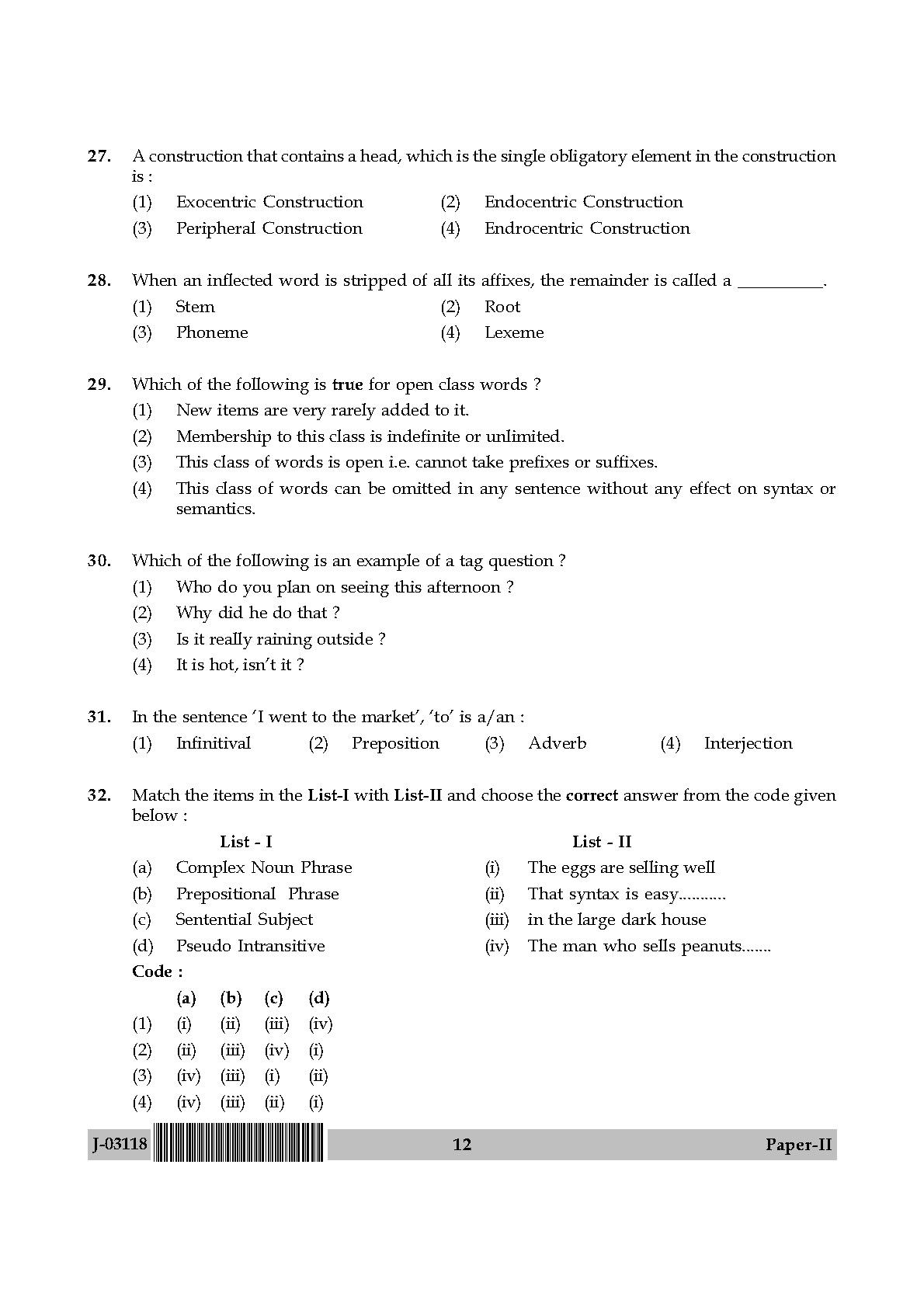 Linguistics Question Paper II July 2018 in English 7