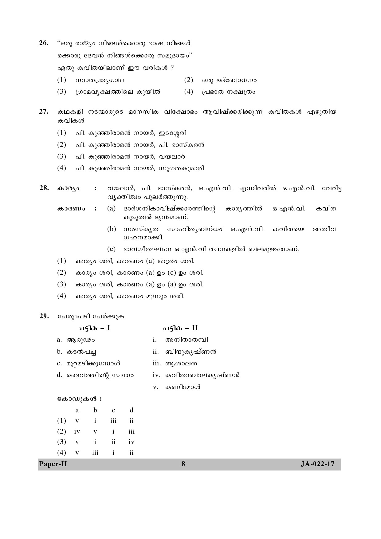 Malayalam Question Paper II January 2017 8