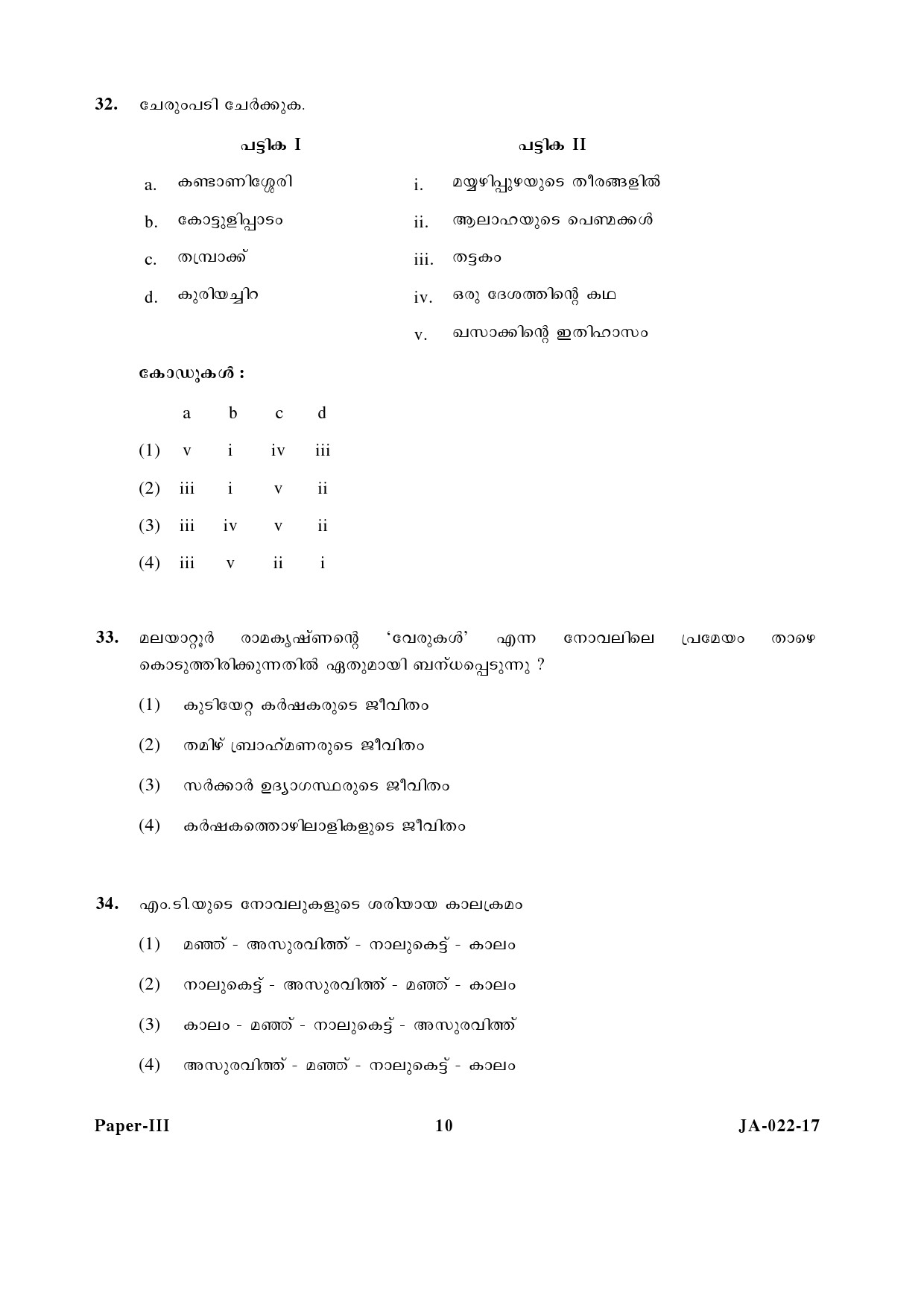 Malayalam Question Paper III January 2017 10