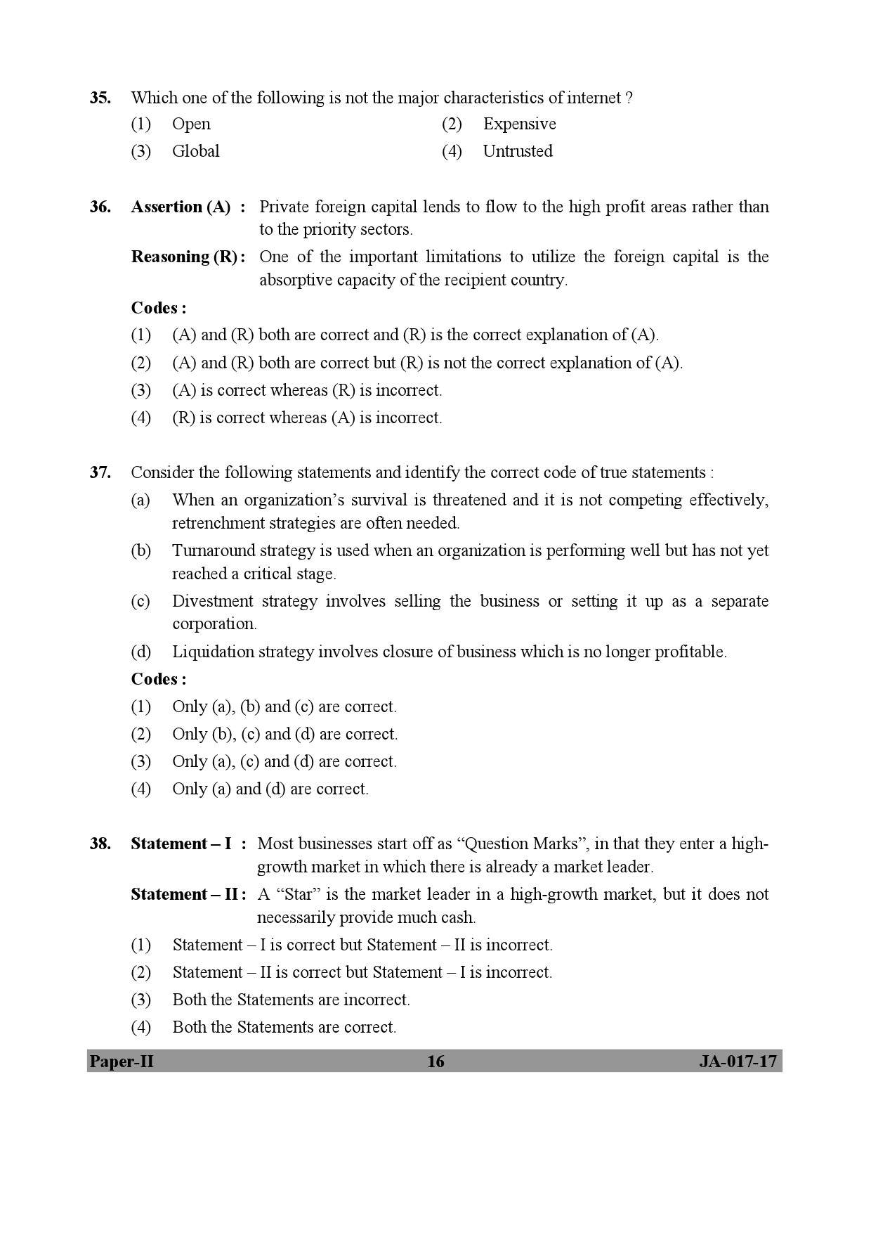 Management Paper II January 2017 in English 9