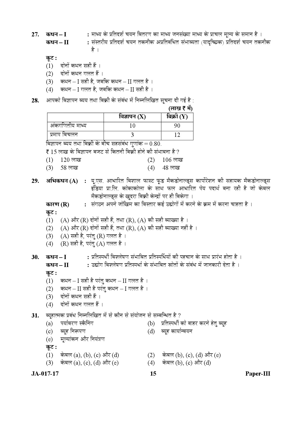 Management Paper III January 2017 in Hindi 7