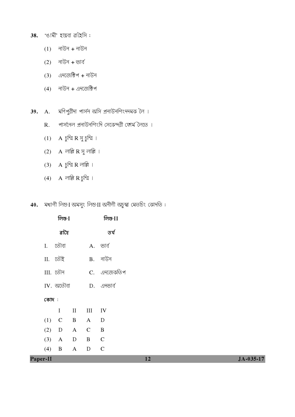 Manipuri Question Paper II January 2017 12