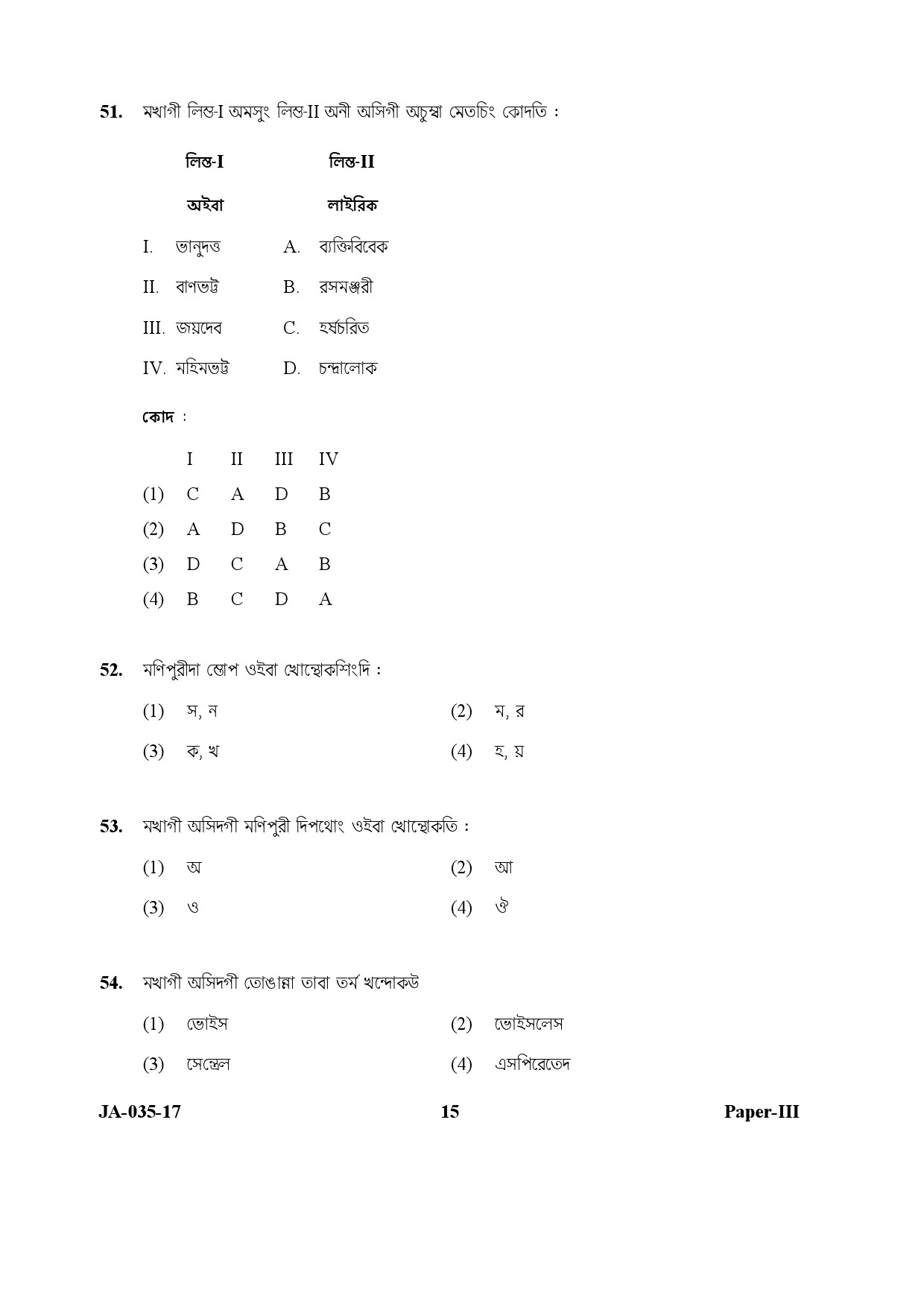 Manipuri Question Paper III January 2017 15