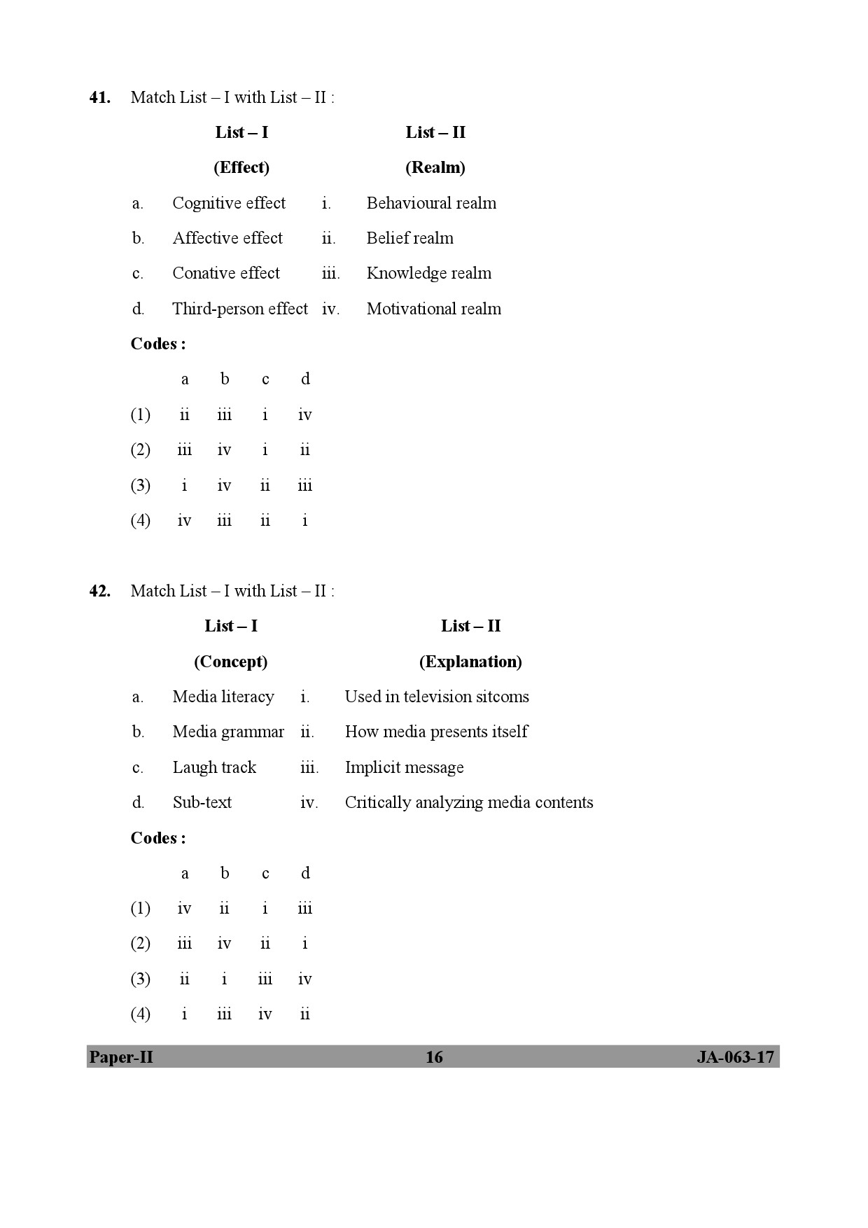 Mass Communication And Journalism Paper II January 2017 in English 9