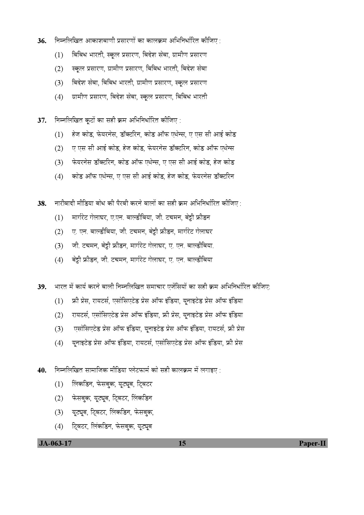 Mass Communication And Journalism Paper II January 2017 in Hindi 7