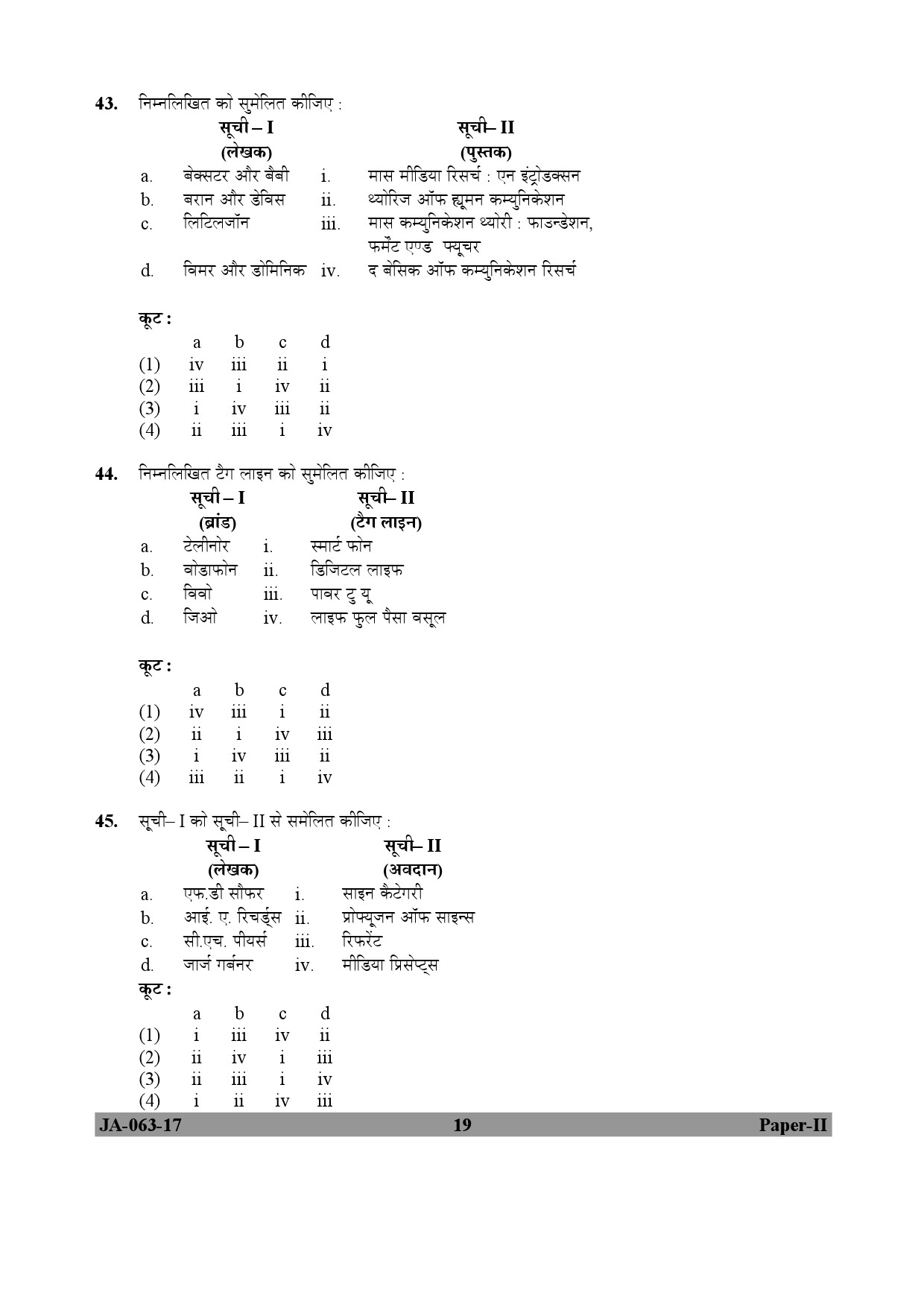 Mass Communication And Journalism Paper II January 2017 in Hindi 9